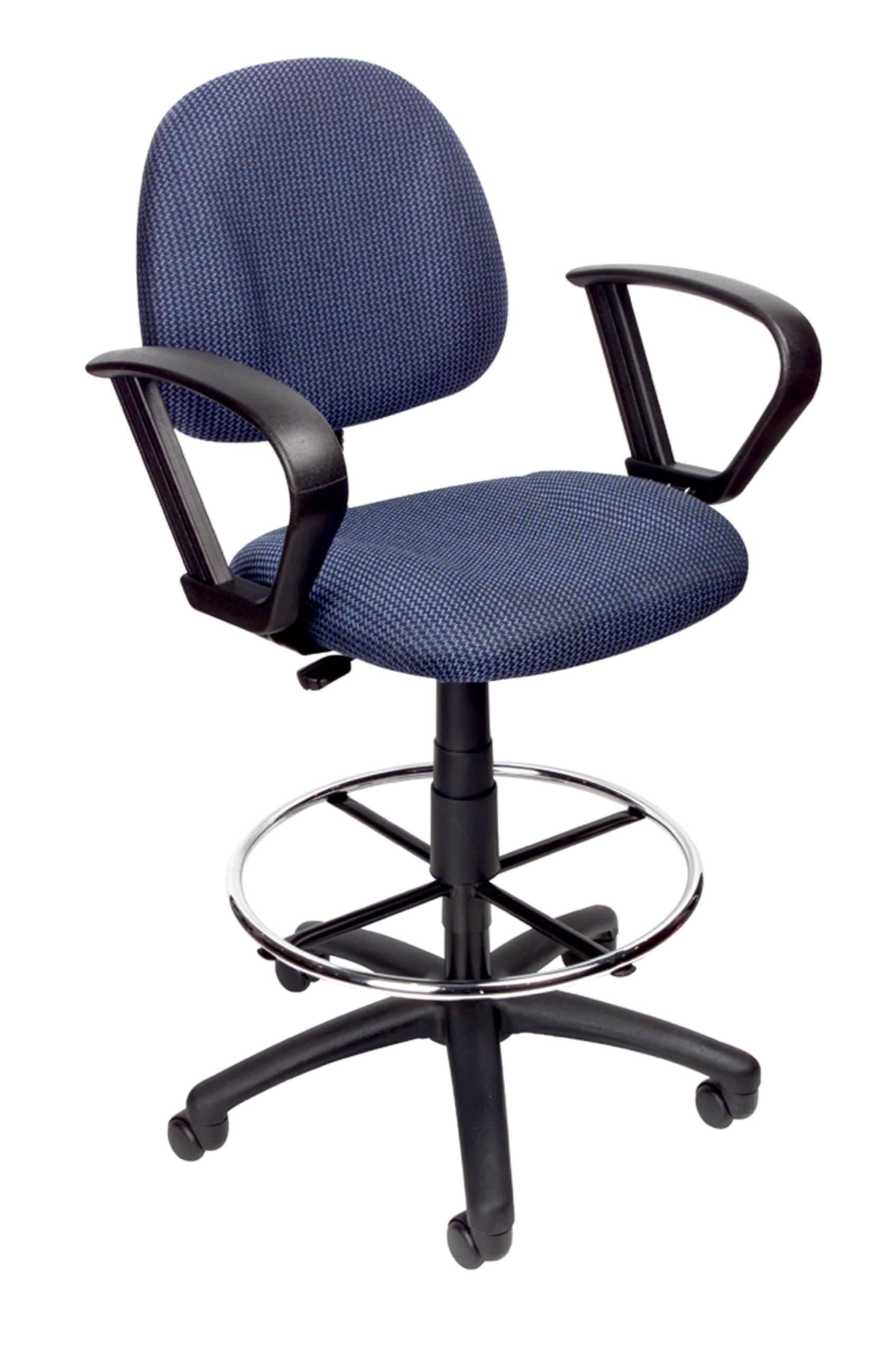 Boss Office Products B1617-BE Ergonomic Works Drafting Chair with Loop Arms in, Blue, Mid-Back