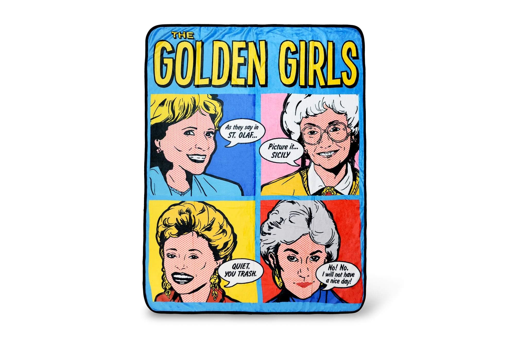 JUST FUNKY Golden Girls Pop-Art Gallery Throw Blanket | Features Famous Quotes | Large 60 x 45 Inches