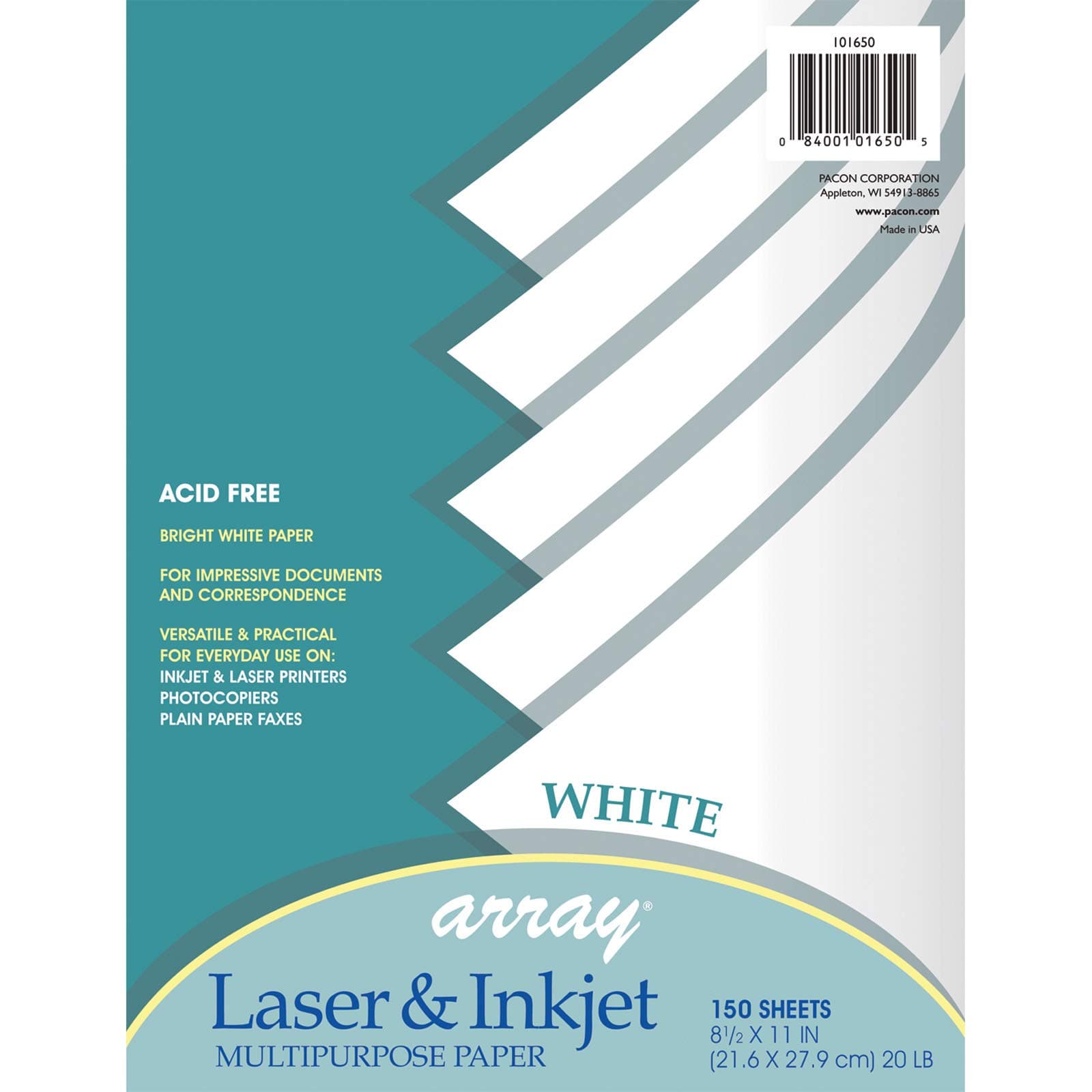 Pacon 101650 Multi-Purpose Paper, White, Letter - 8-1/2" X 11"