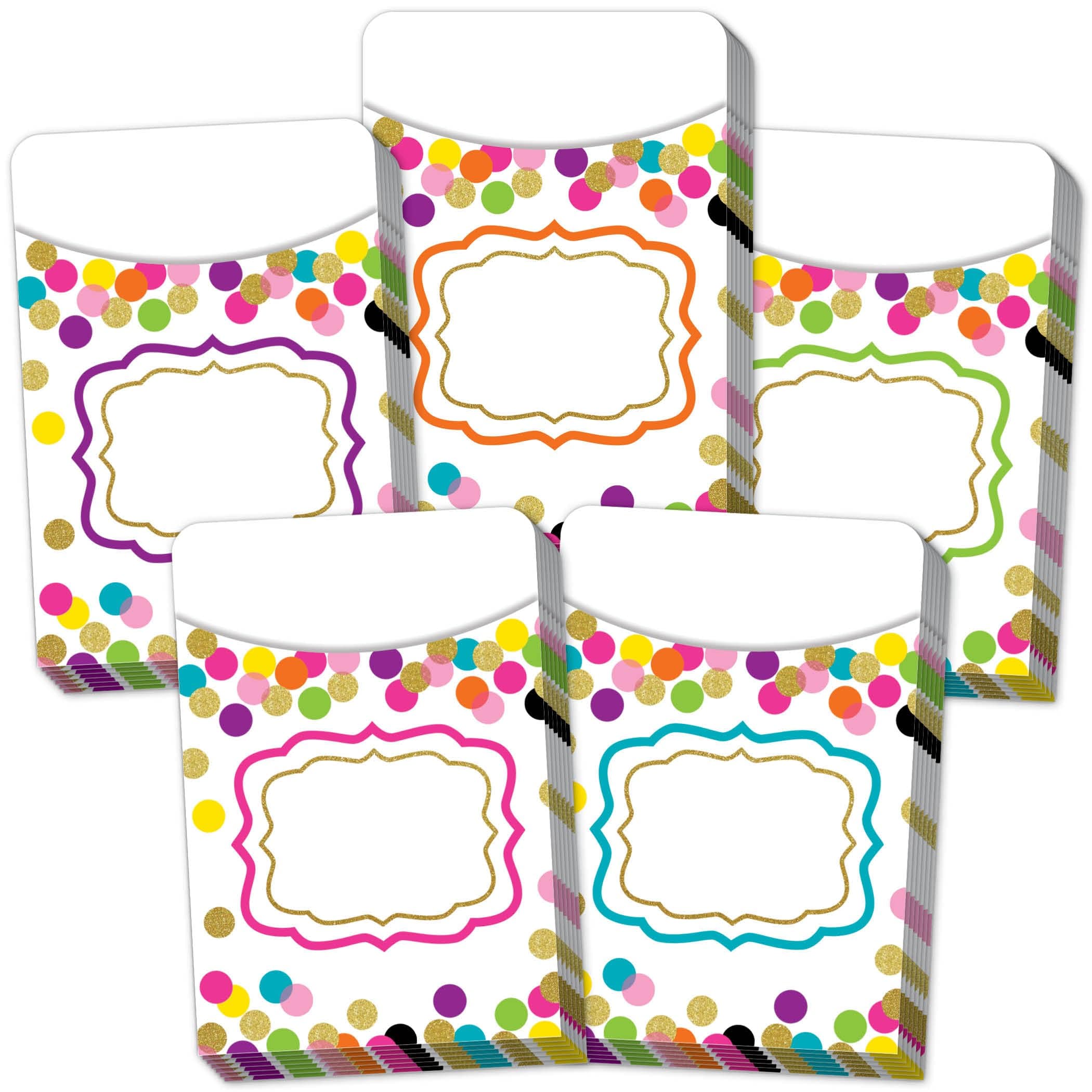 Teacher Created Resources 2736 Confetti Library Pockets - Multi-Pack