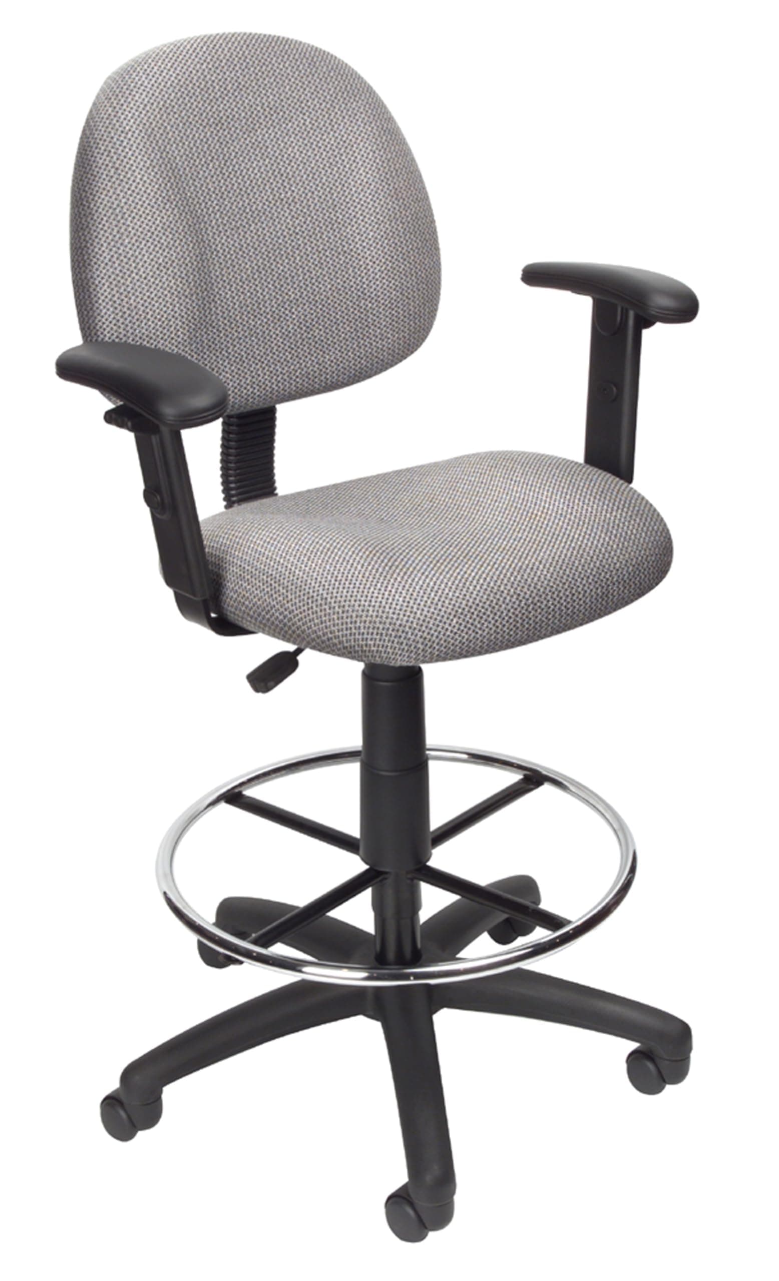 Boss Office Products Ergonomic Works Drafting Chair with Adjustable Arms in Grey, mid-Back (B1616-GY)