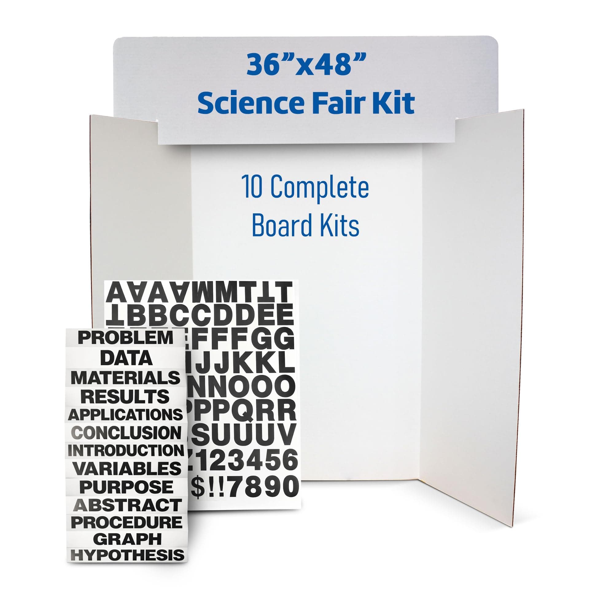 Flipside Products 36" x 48" Project Board Kit, 10 Pack, School Presentation Display Board and Supplies, Trifold Kits, Letters, Titles, Header Display, Presentation, All in One