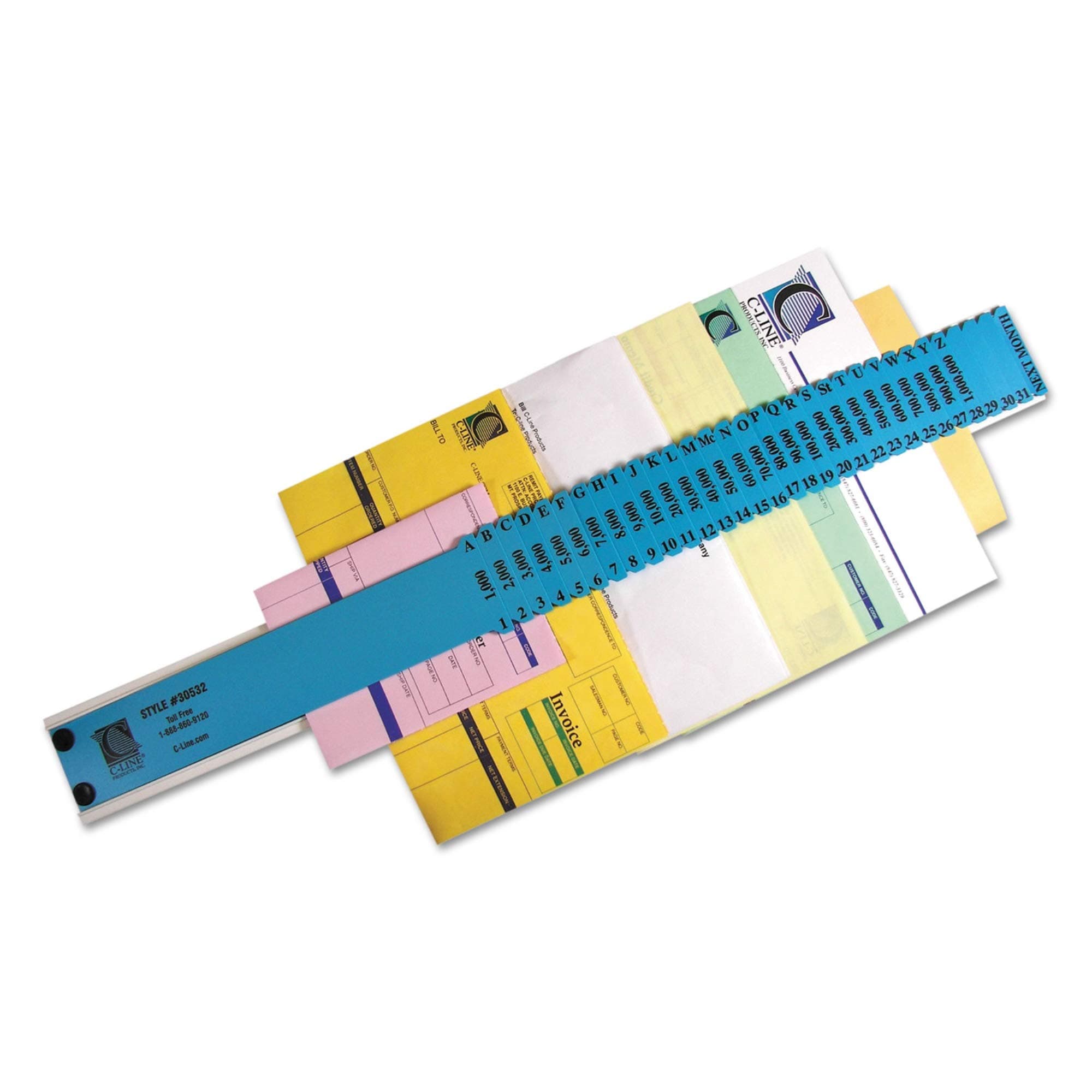 C-Line General Plastic Document Sorter, Letter Size, 32 Divisions, 3 x 23.5 Inches, Blue (30532)