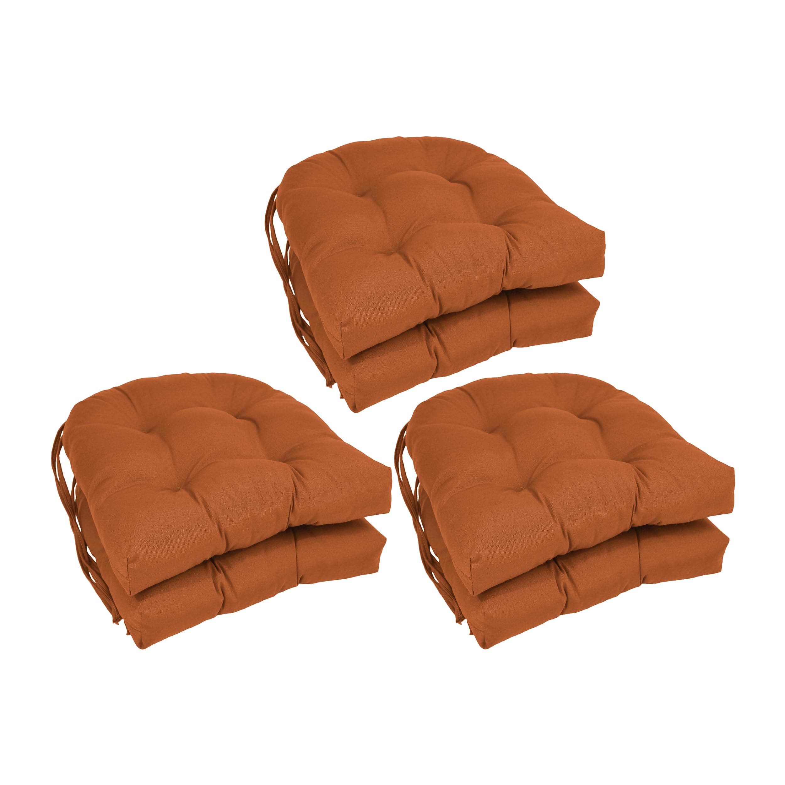 Blazing Needles 16-inch Rounded Back Tufted Twill Chair Cushion, Spice, 16 x 16, 6 Count