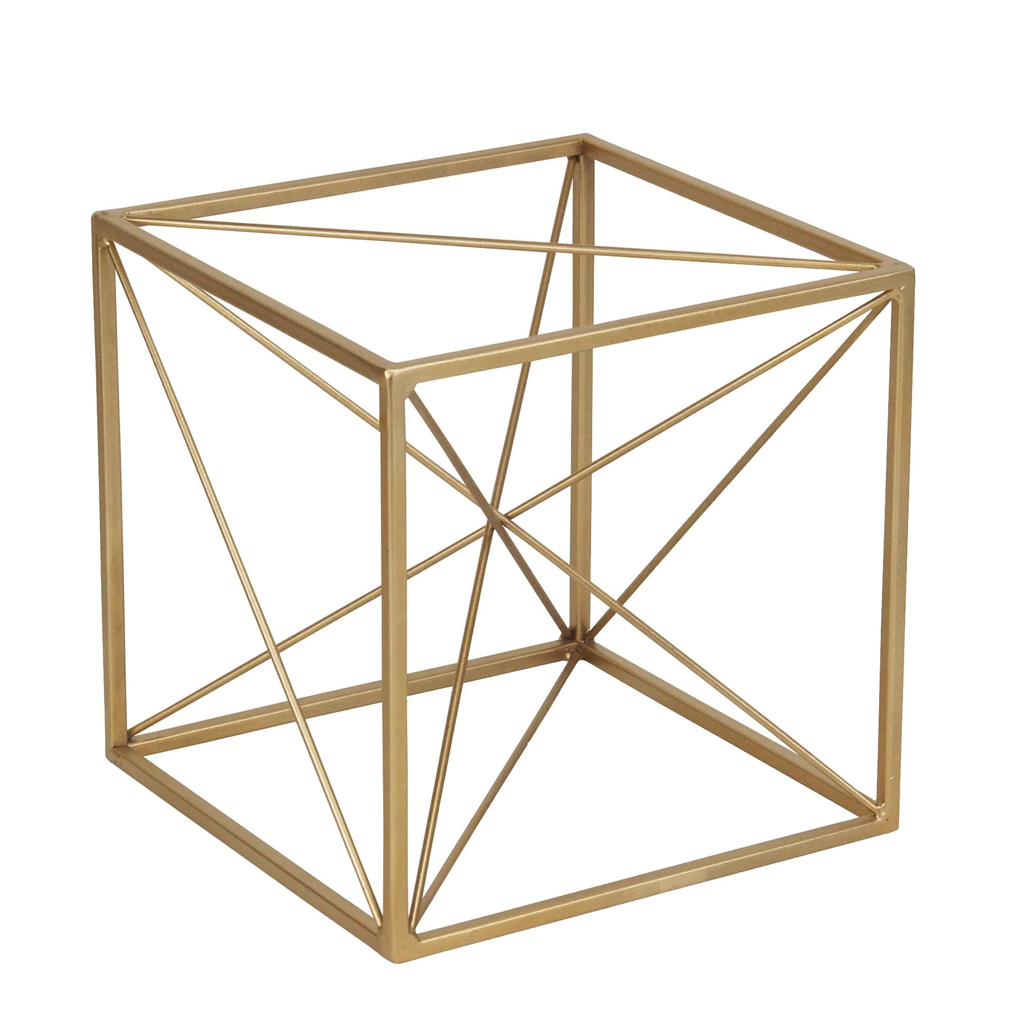 Decorative golden cube with abstract center design