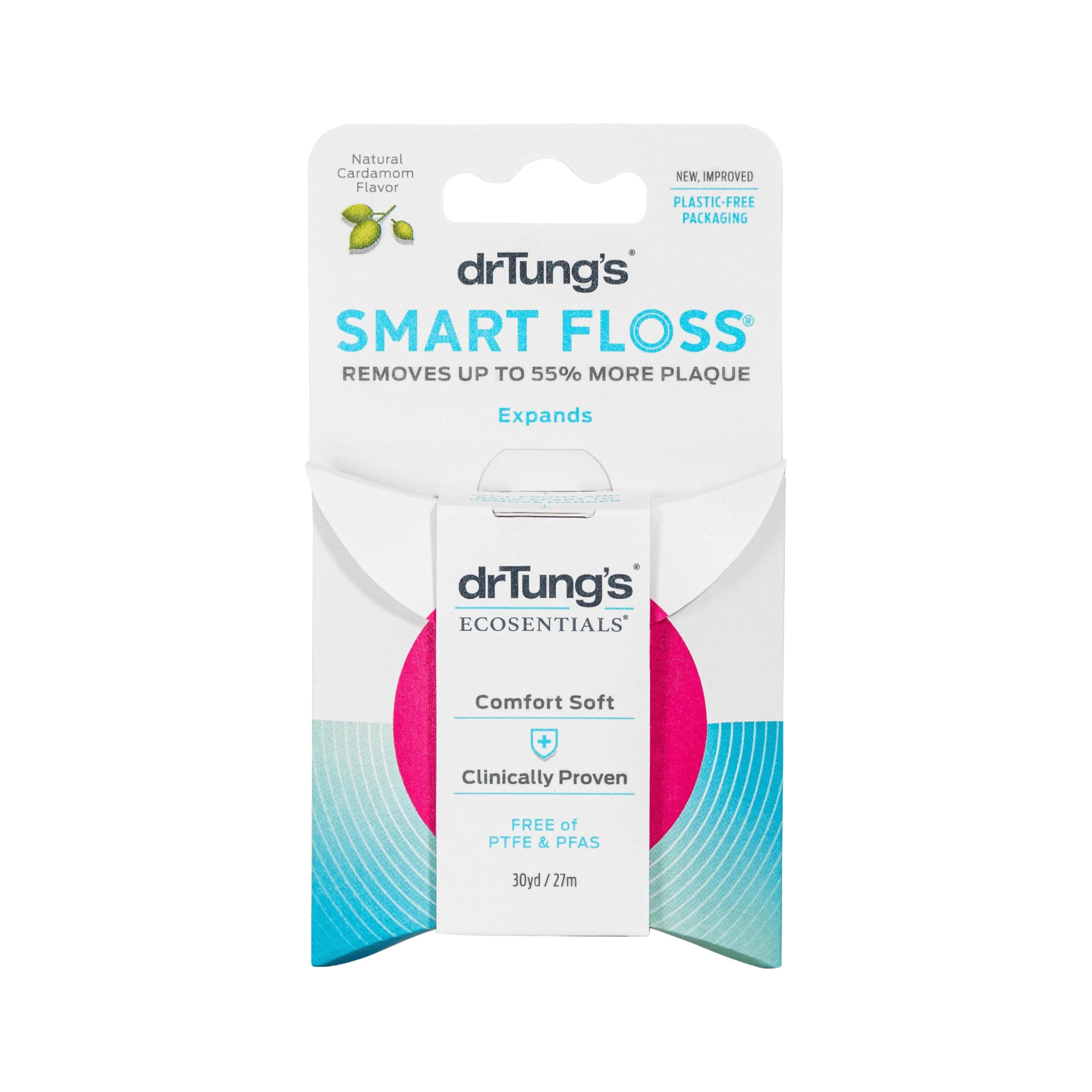 DrTung's Smart Floss - Natural Floss, PTFE & PFAS Free Floss, Gentle on Gums, Expands & Stretches, BPA Free - Natural Dental Floss Cardamom Flavor (Pack of 1)
