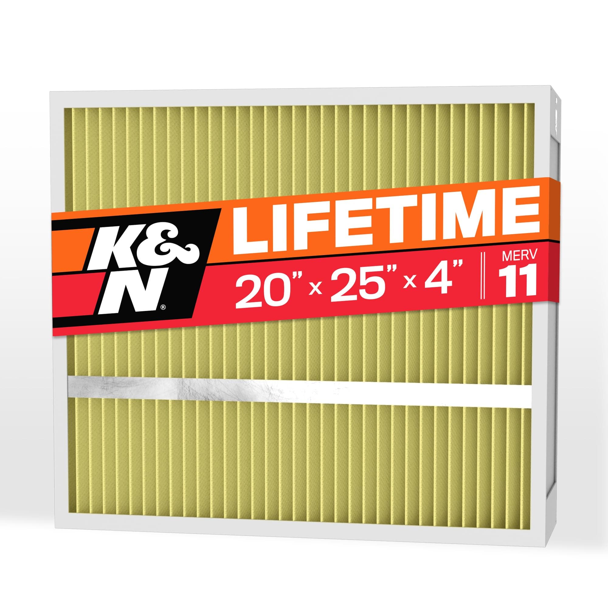 K&N 20X25X4 HVAC Furnace Air Filter, Lasts a Lifetime, Washable, Merv 11, the Last HVAC Filter You Will Ever Buy, Breathe Safely at Home or in the Office, HVC-42025