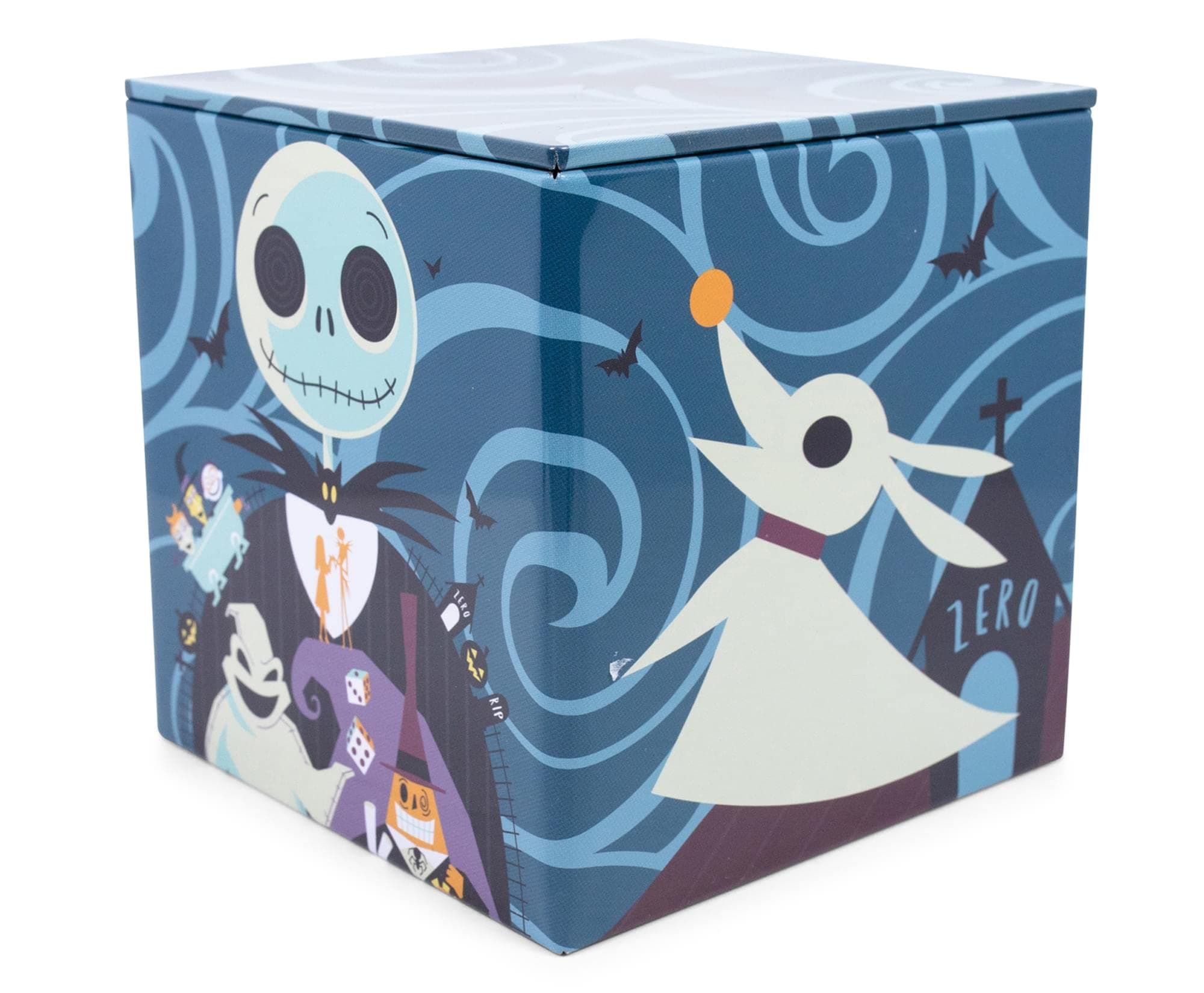 Disney The Nightmare Before Christmas Jack Skellington 4-Inch Tin Storage Box Cube Organizer with Lid | Basket Container, Cubby Cube Closet Organizer, Home Decor Playroom Accessories