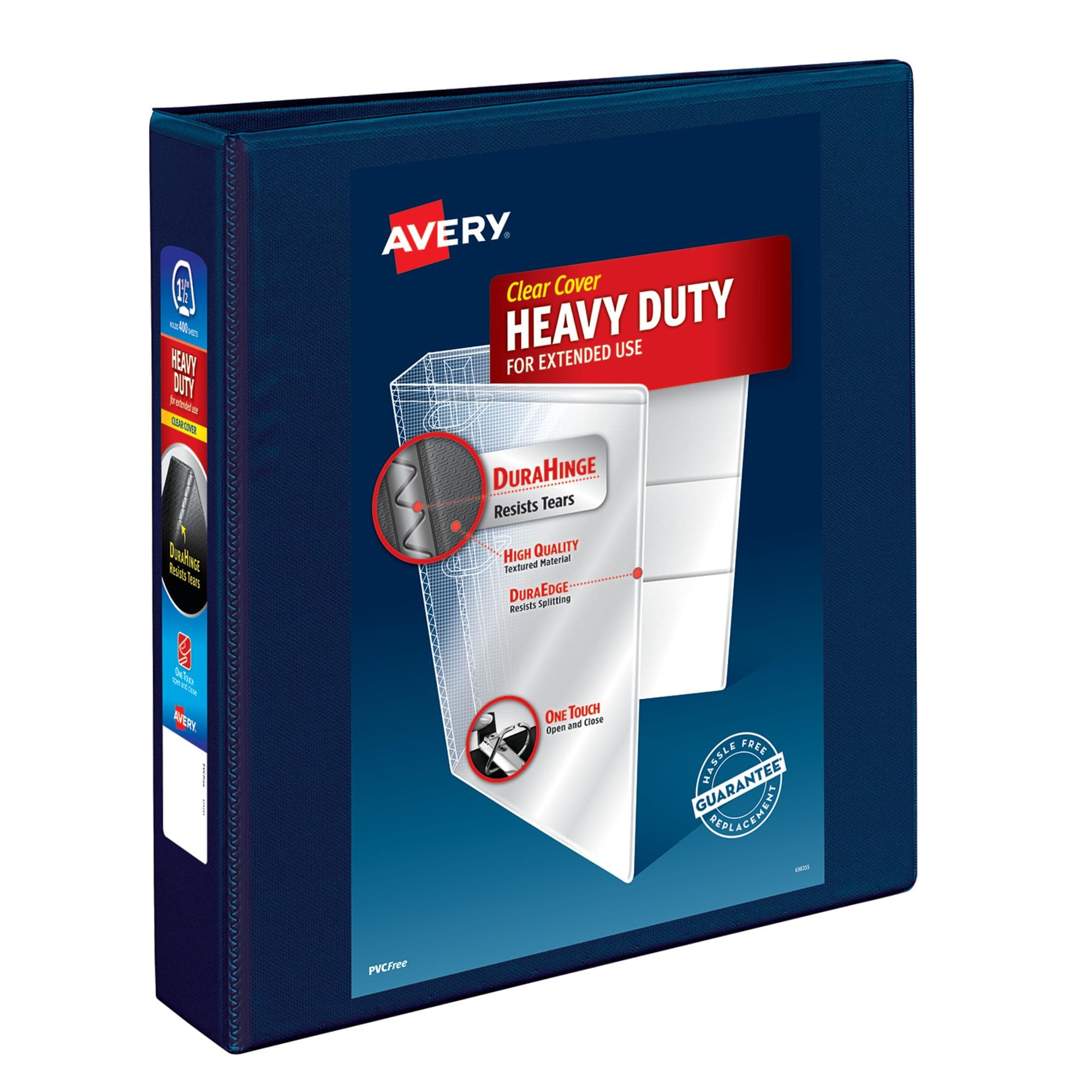 Avery Heavy-Duty View Binder with 1.5-Inch One Touch EZD Ring, Navy Blue (79805)