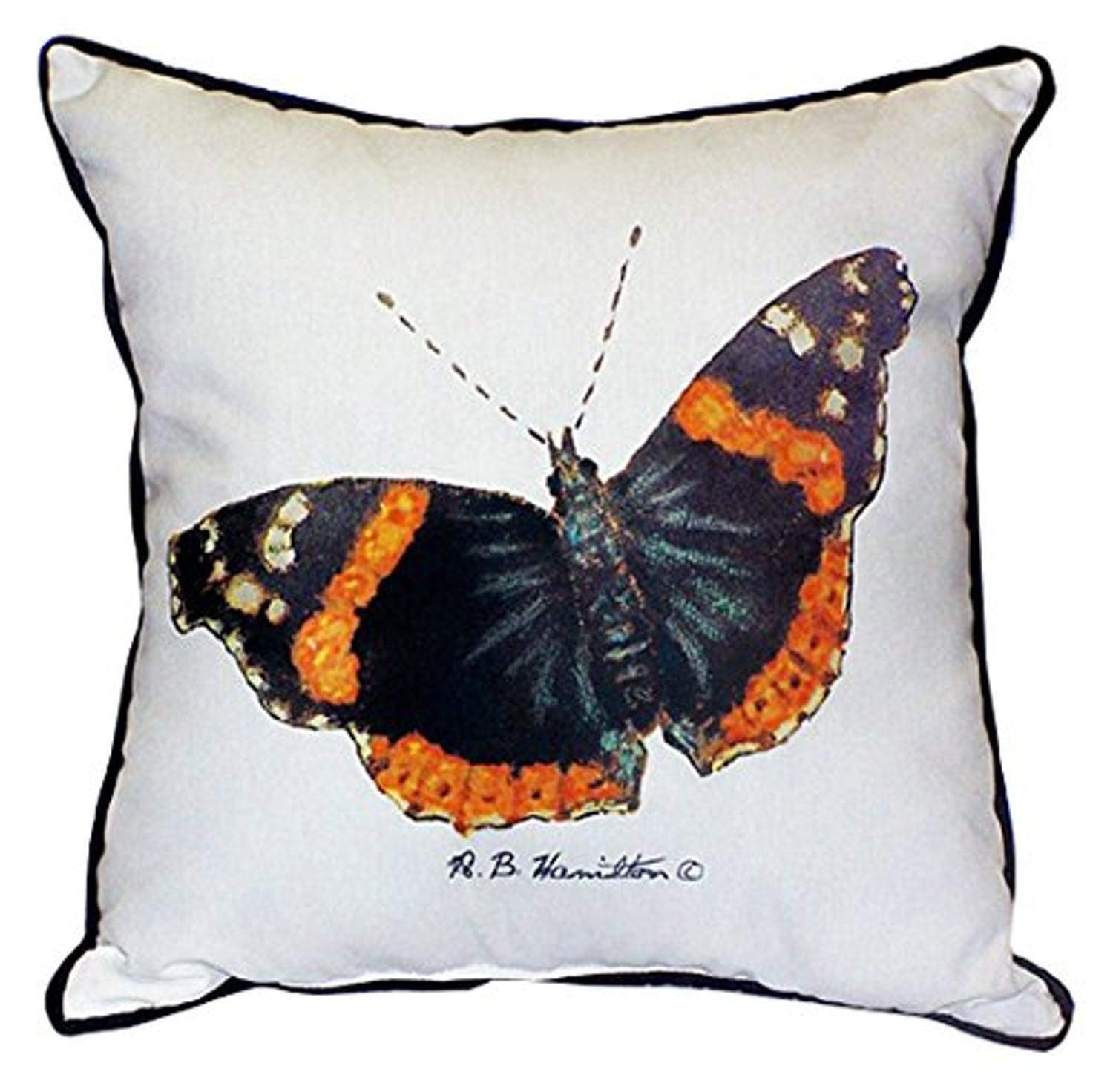 Betsy Drake Red Admiral Butterfly Pillow, 22" x 22"