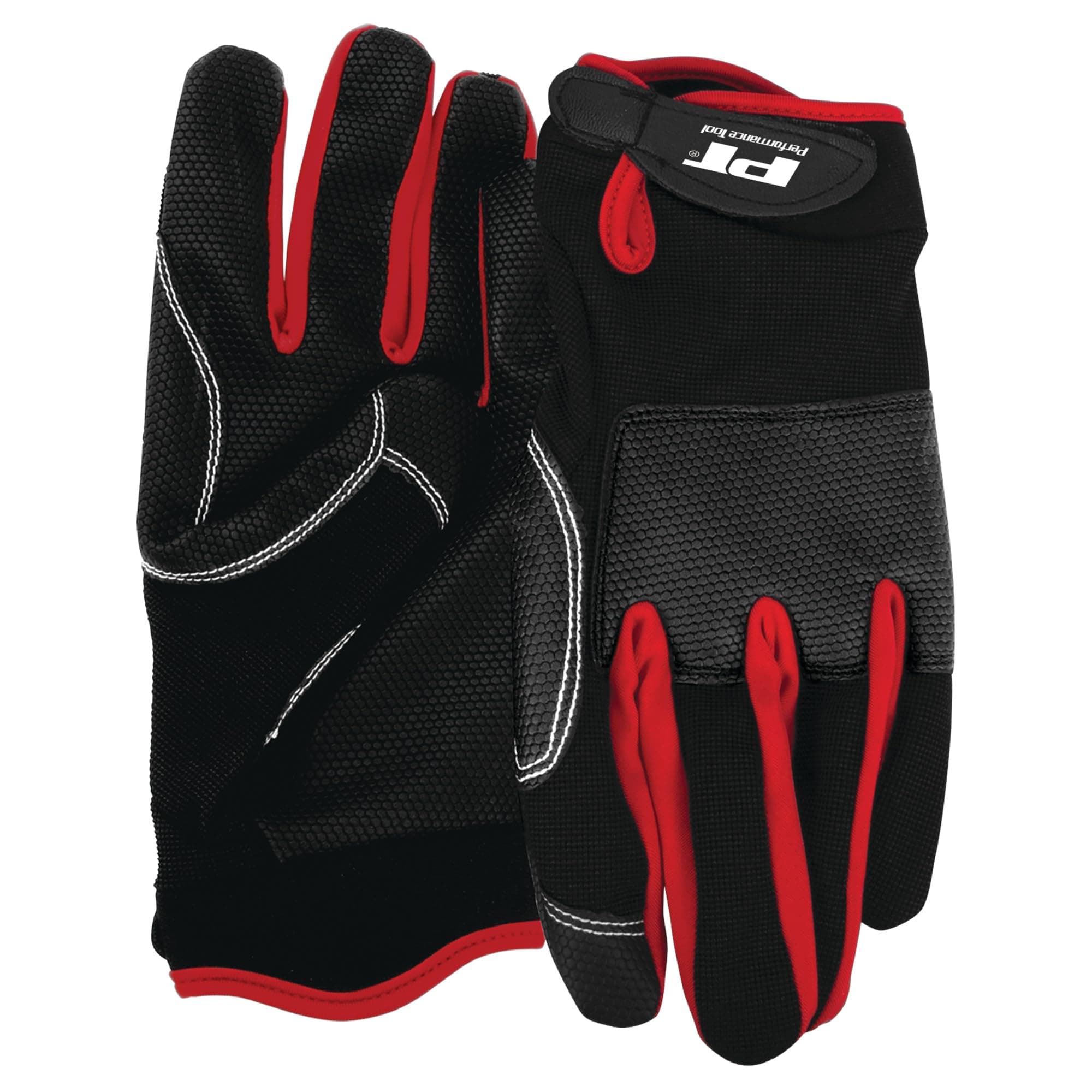 Performance Tool W89005 High Dexterity, Excellent Grip, Ideal for working on cars and outdoor jobs | Mechanics Gloves - Medium, Red