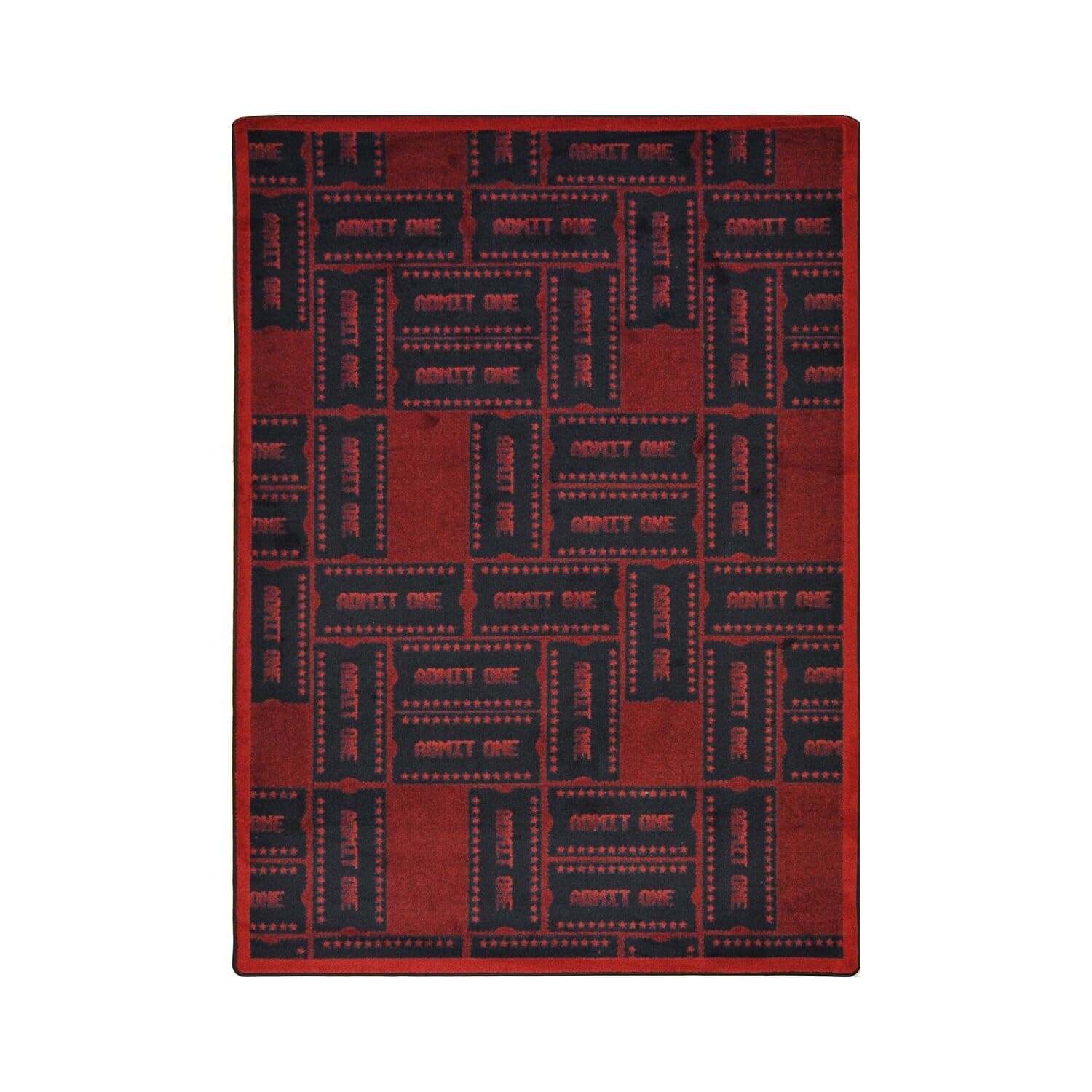 Joy Carpets Any Day Matinee Admit One Theater Area Rug, Burgundy