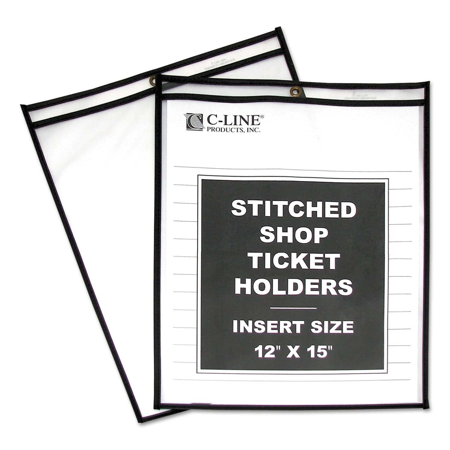 C-Line 46125 Shop Ticket Holders, Stitched, Both Sides Clear, 12 X 15, 25-BX