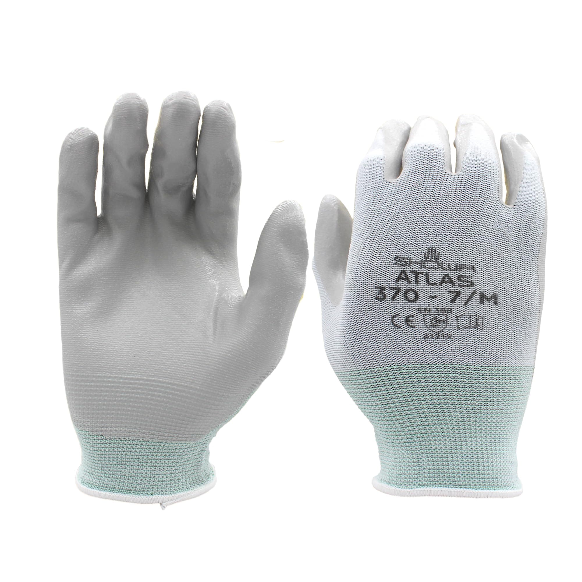 SHOWA Atlas 370W Professional Nitrile Work Gloves, Breathable High-Dexterity Precision Grip for Landscaping, Gardening & Assembly, General Purpose Gloves, White, Medium, 12-Pack