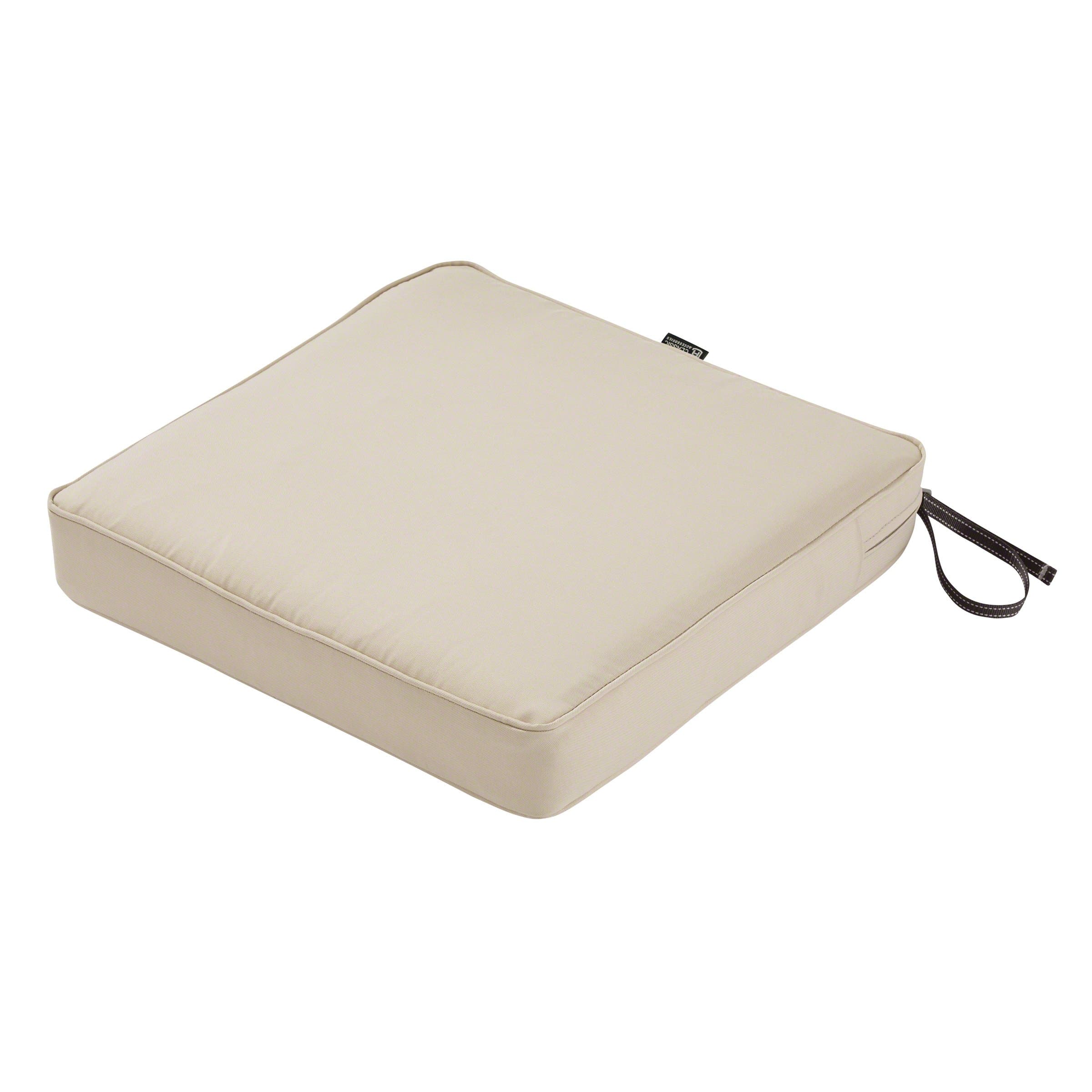 Classic Accessories 62-008-BEIGE-EC Montlake Seat Cushion Foam and Slip Cover, Antique Beige, 19" wide x 19" deep x 3" thick