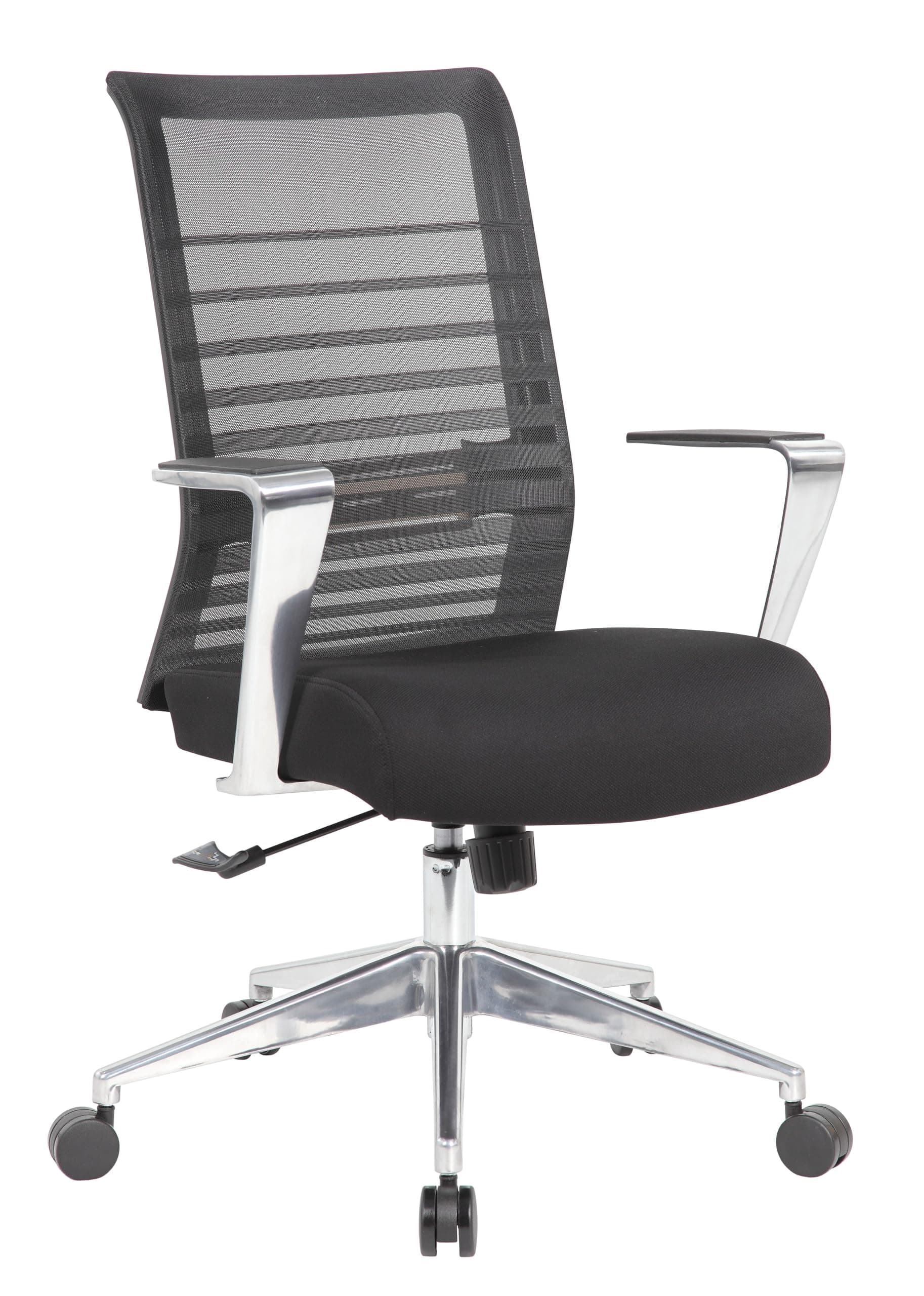 Boss Office Products Horizontal Mesh Back Task Swivel Chair, Chairs with Aluminum ArmsBase, Black