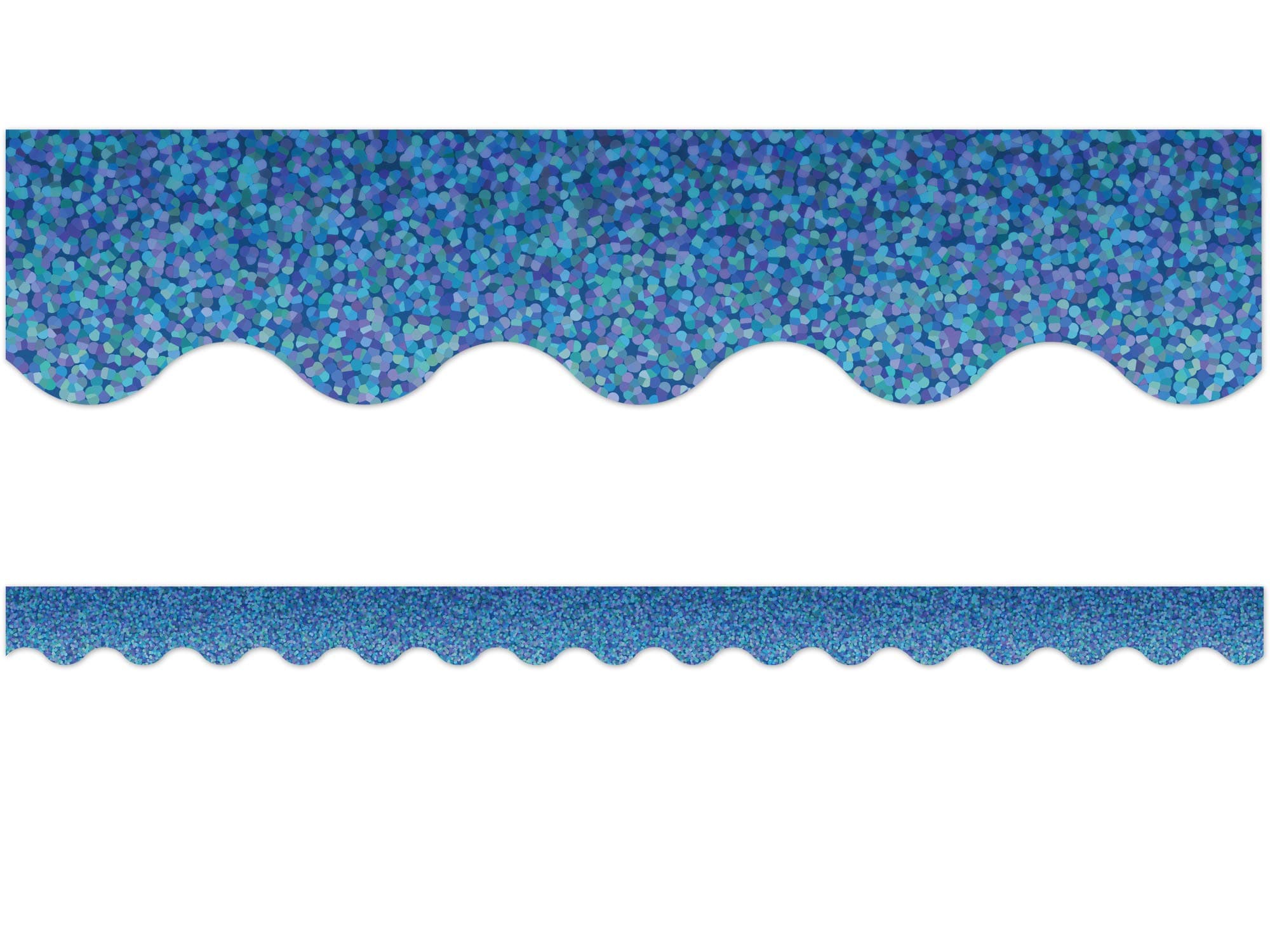 Teacher Created Resources Blue Sparkle Scalloped Border Trim