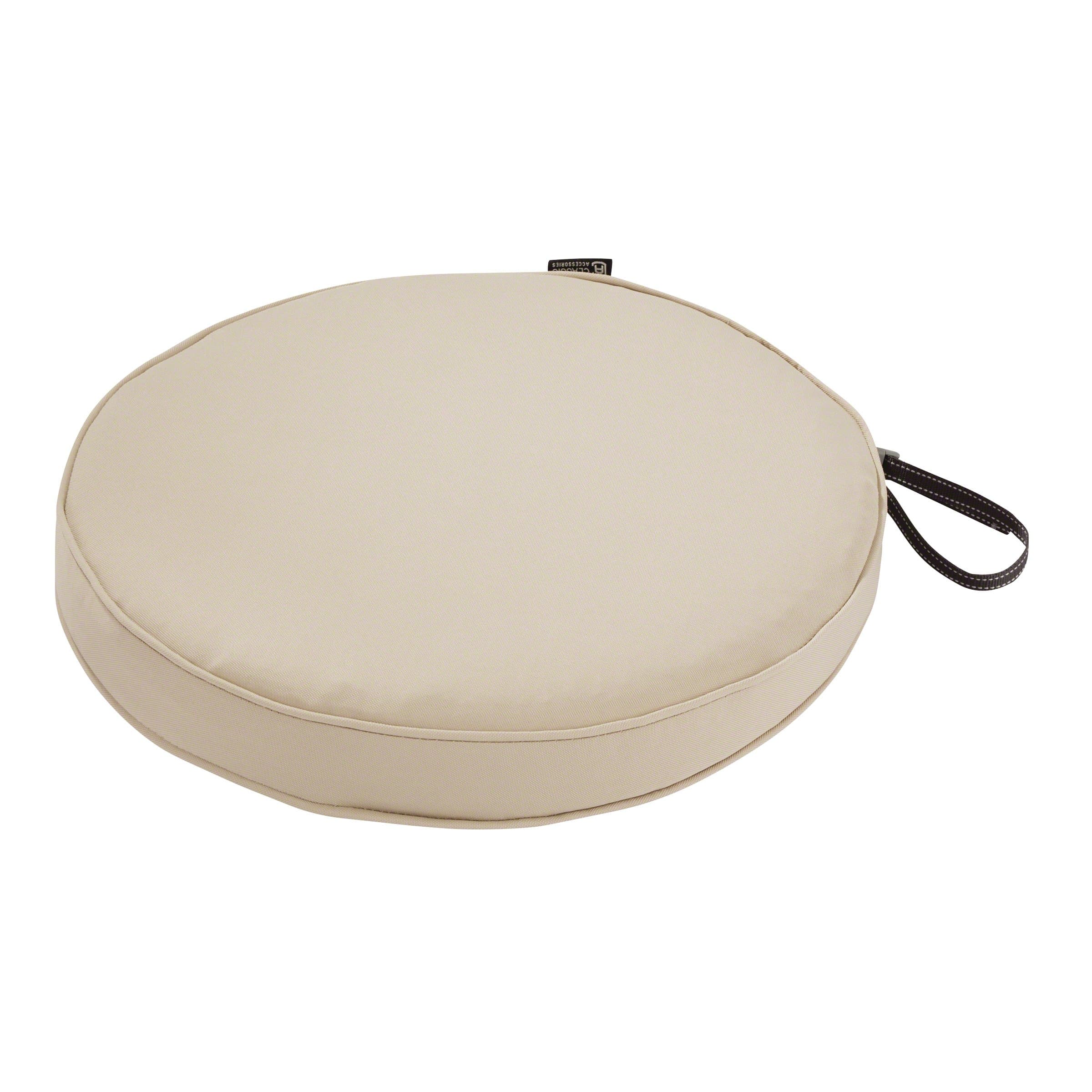 Classic Accessories 62-002-BEIGE-EC Montlake Cushion Foam and Slip Cover, Antique Beige, 15" Diameter Round x 2" Thick