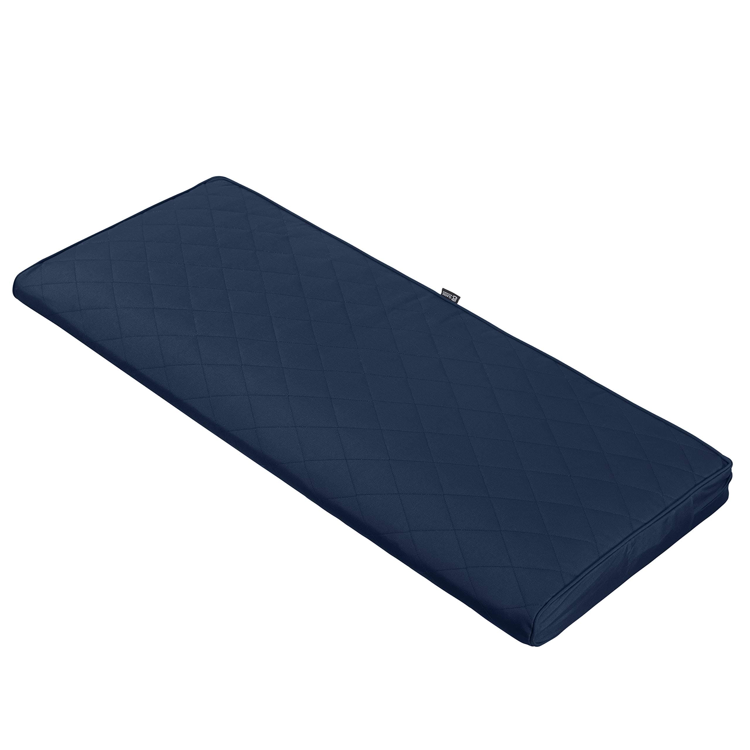 Classic Accessories Montlake FadeSafe Quilted Bench Cushion, Navy, 42" W x 18" D x 3" Thick