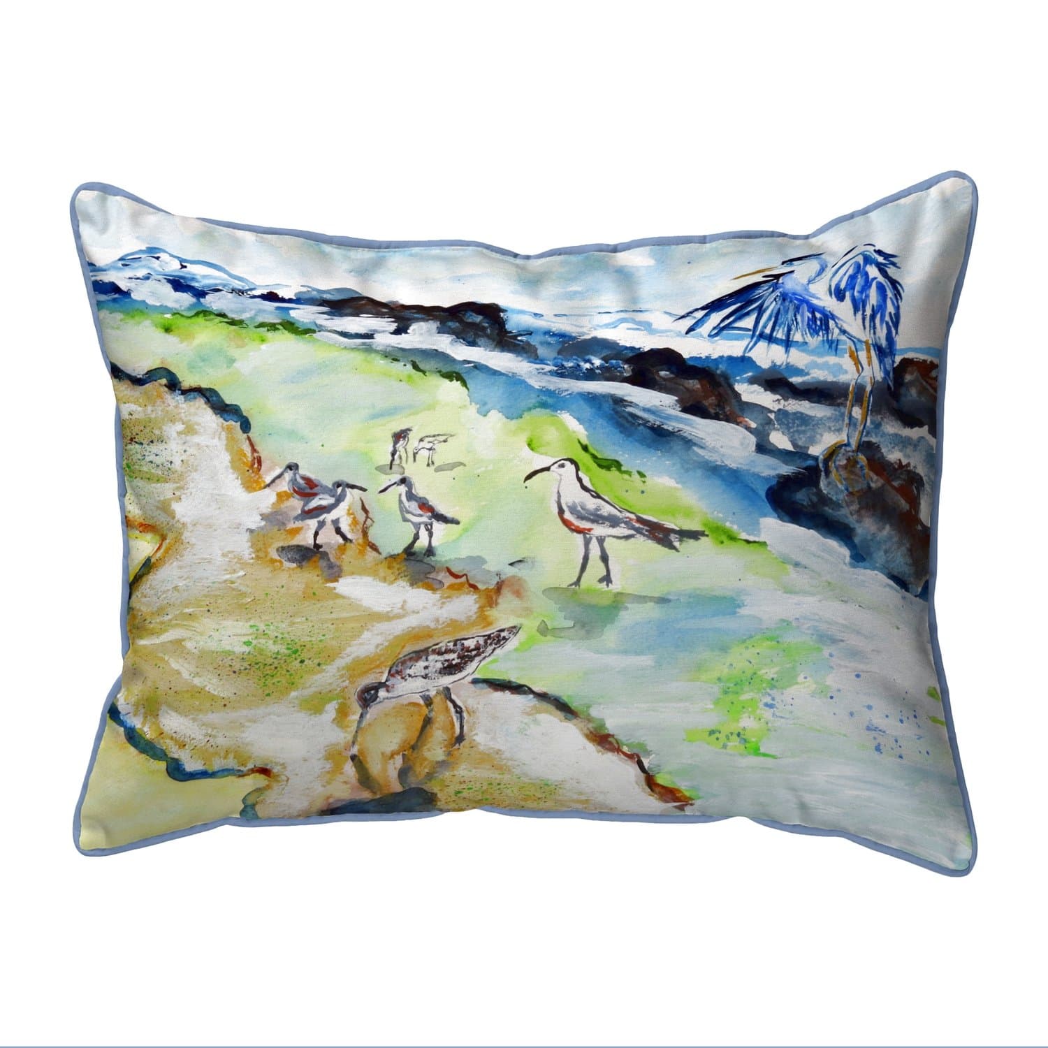Betsy Drake Sandpipers & Heron Indoor/Outdoor Extra Large Pillow 20x24