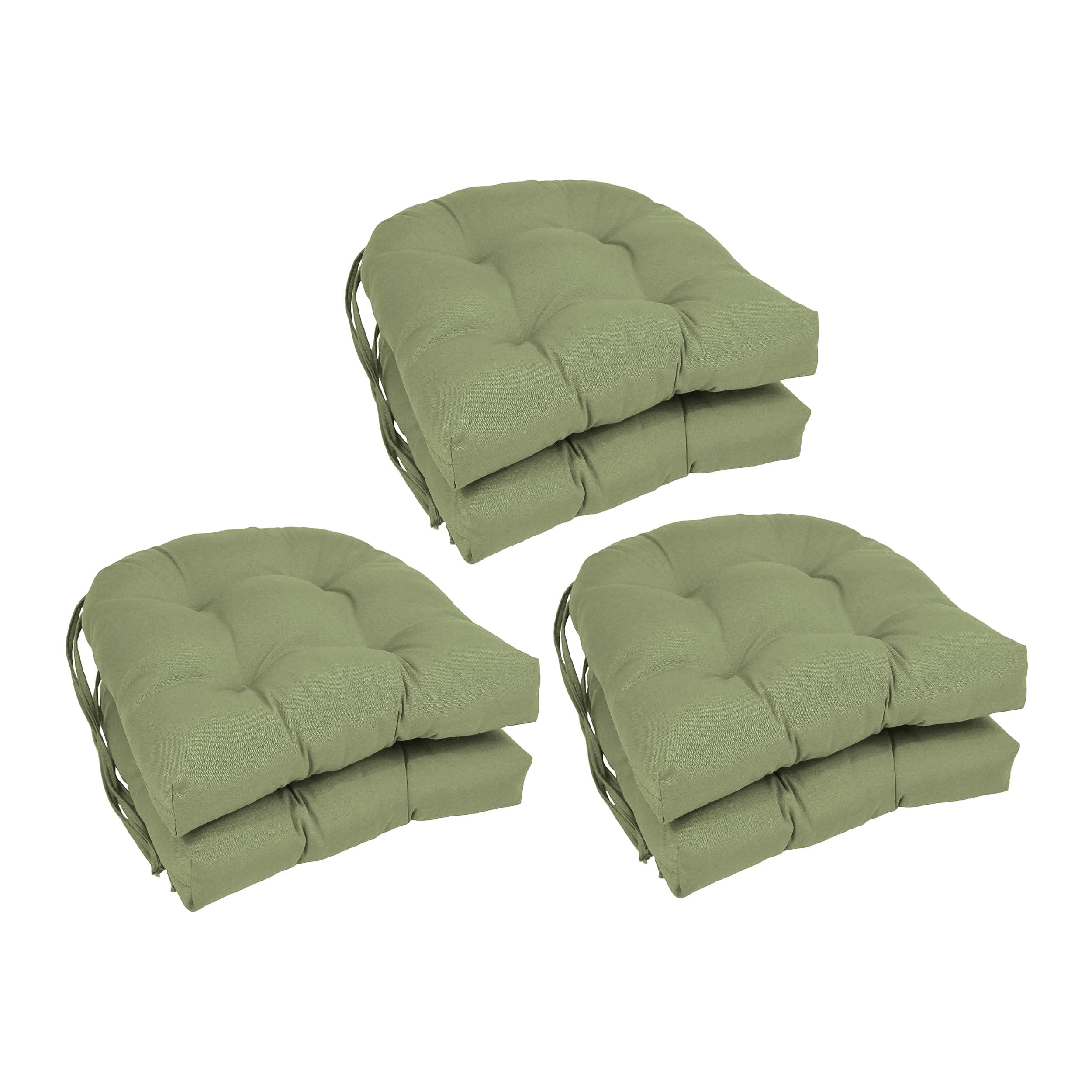 Blazing Needles 16-inch Rounded Back Tufted Twill Chair Cushion, 16 x 16, Sage 6 Count