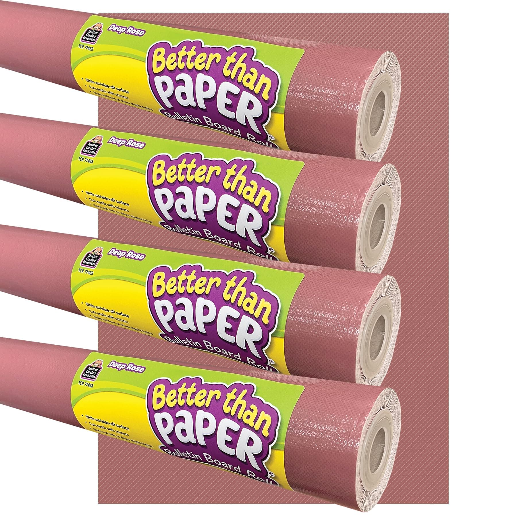 Teacher Created Resources Better Than Paper Bulletin Board Roll, 4' x 12', Deep Rose, 4 Rolls