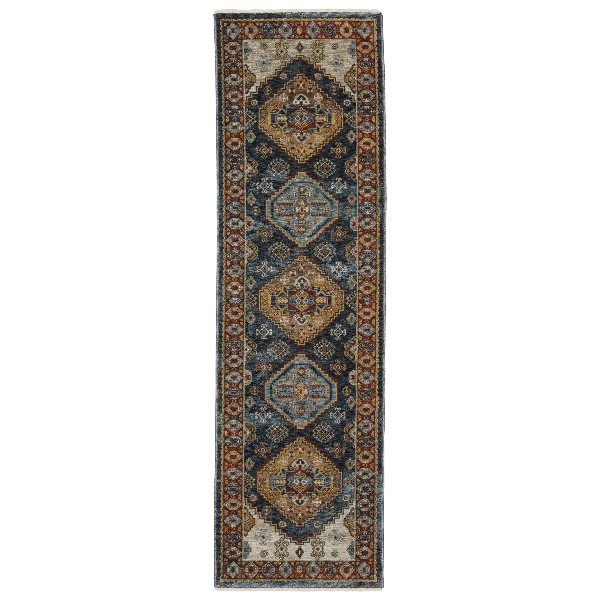 Oriental Weavers Aberdeen Area Rug - 005W1-2'3" x 7'6" - in Blue/Multi - Vintage Inspired, Stain Resistant, Family and Pet Friendly, Entryway, Hallway Runner Rug