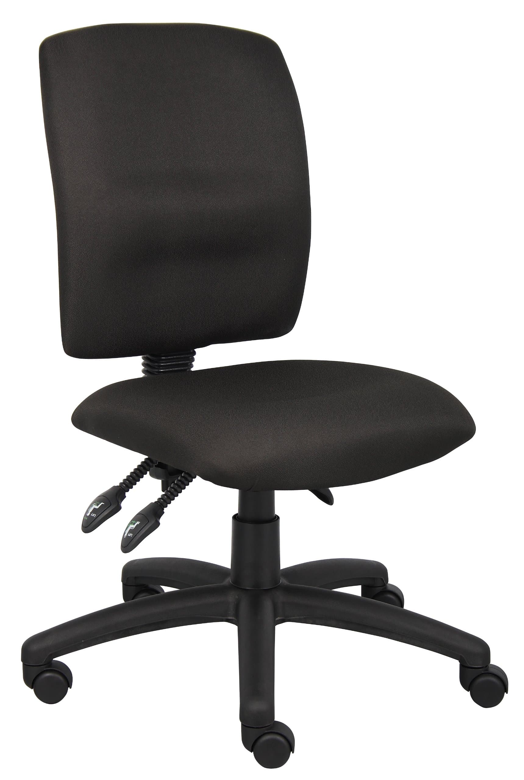 Boss Office Products Multi-Function Fabric Task Chair Without Arms in Black (B3035-BK)