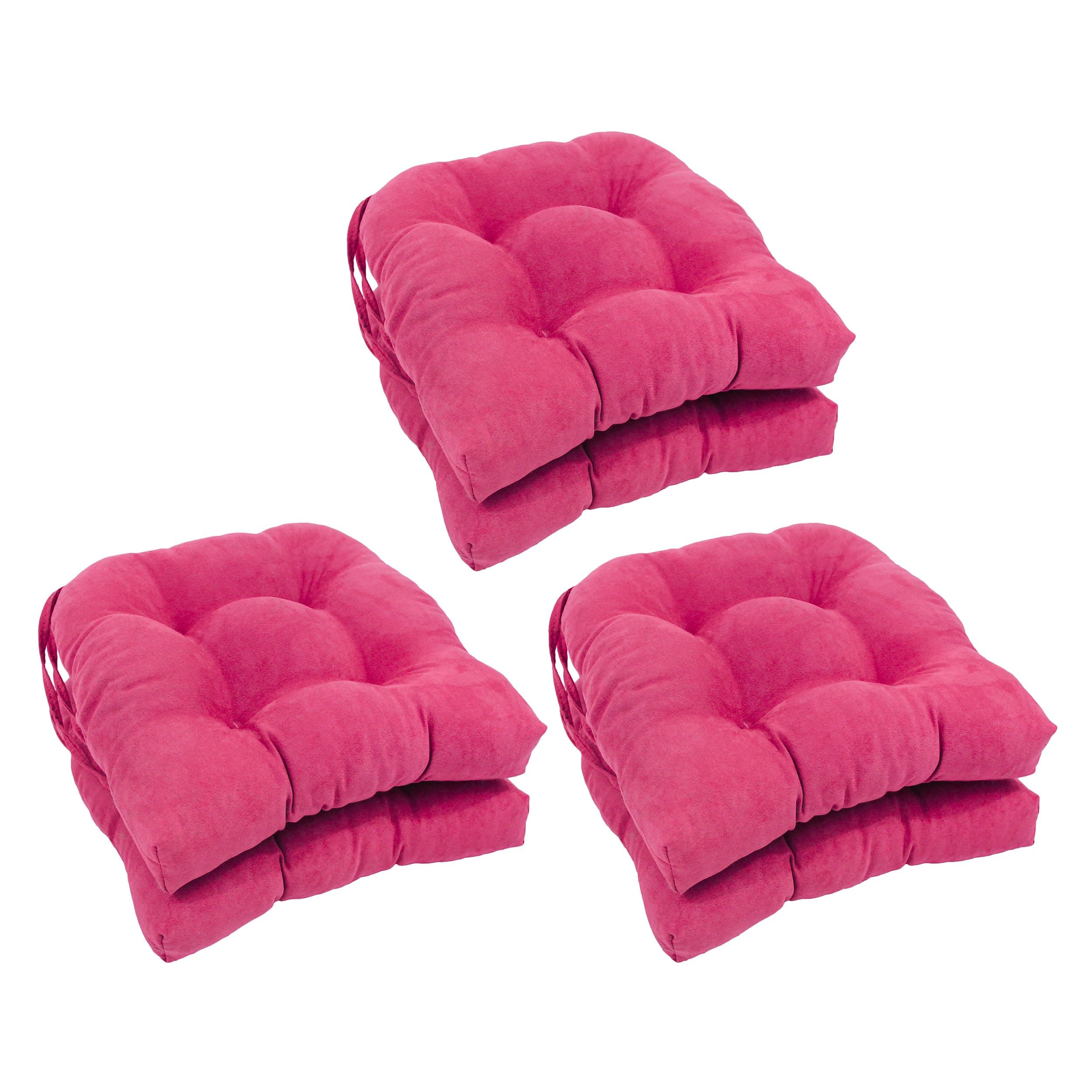 Blazing Needles 16-inch U-Shaped Indoor Microsuede Chair Cushions (Set of 2, 4, or 6) Bery Berry Set of 6