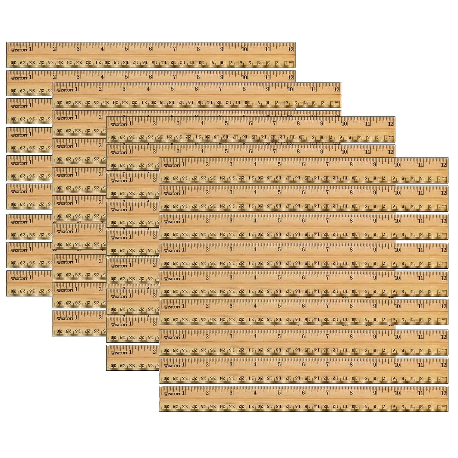 Westcott 12-inch School Wood Ruler, Pack of 36 (ACM10377-36)