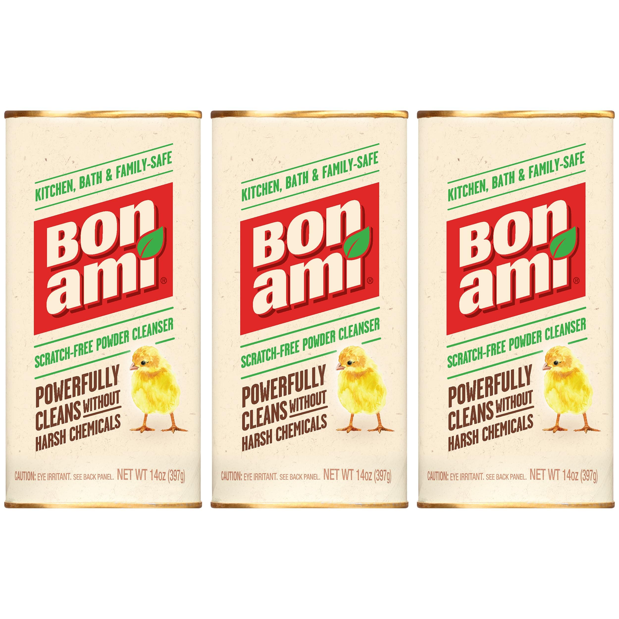 BON AMI Powder Cleanser for Kitchens & Bathrooms - All Types of Surfaces, Cleans Grime & Dirt, Polishes Surfaces, Absorbs Odors (3 Pack)
