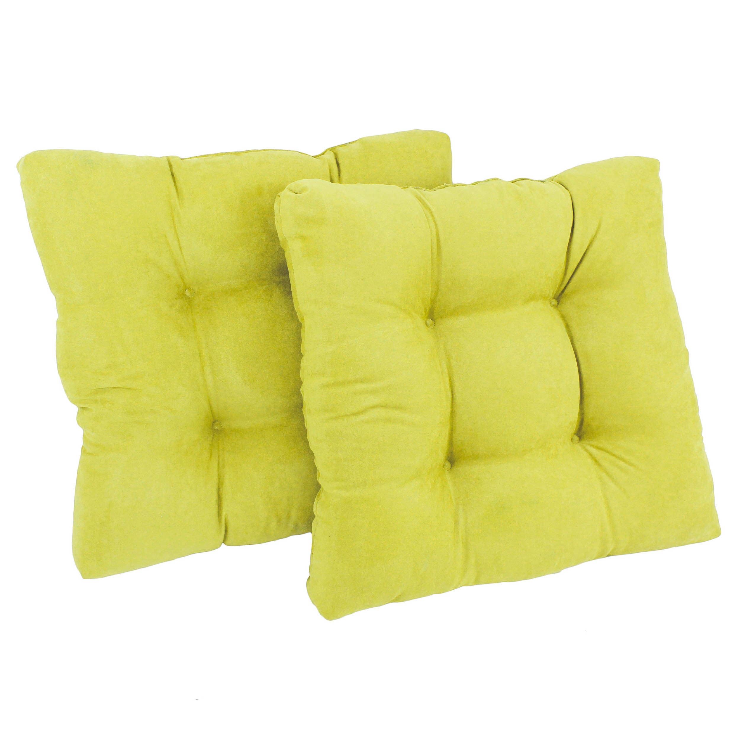 Blazing Needles Microsuede Square Tufted Dining Chair Cushions (Set of 2), 19", Mojito Lime