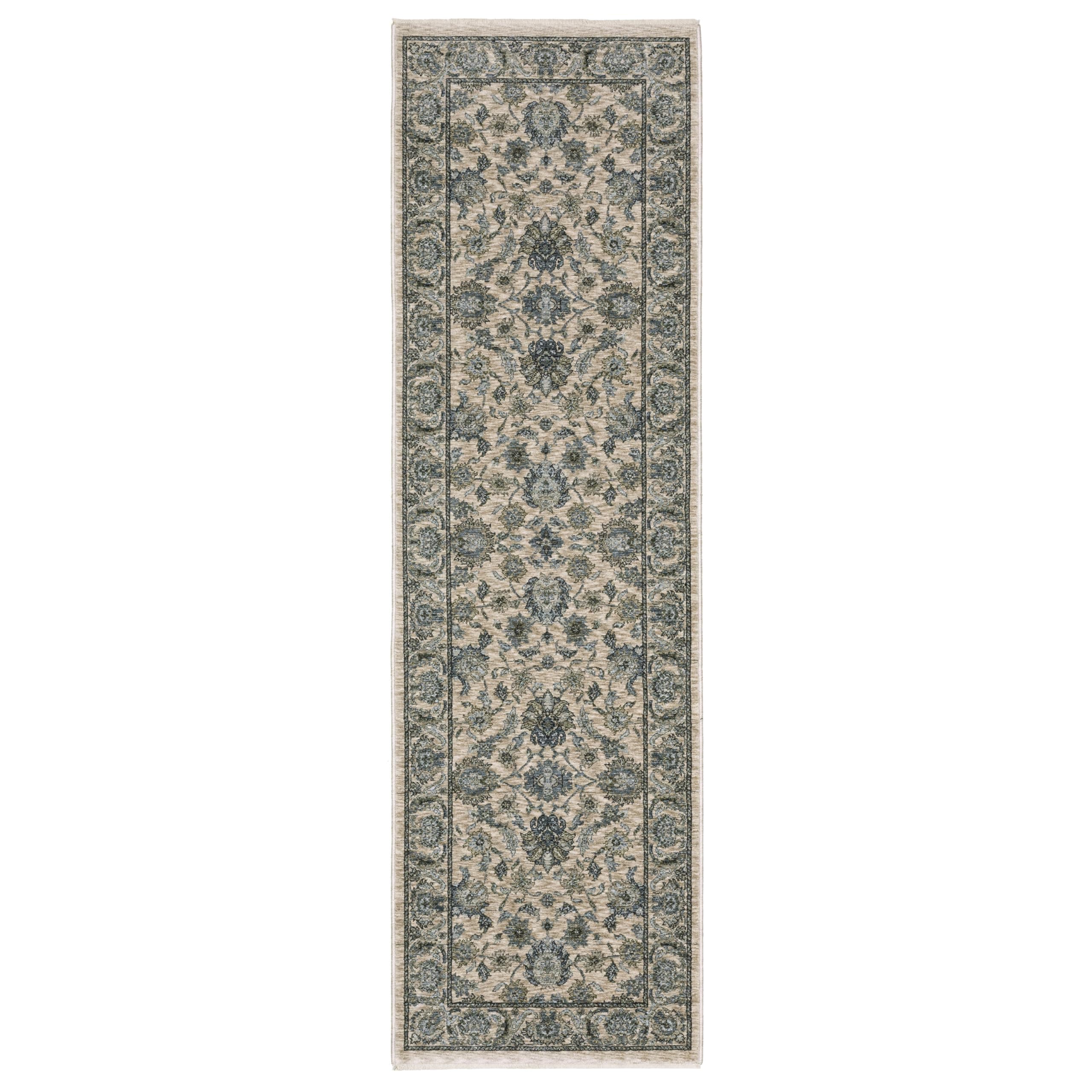 Oriental Weavers Aberdeen Area Rug - 070I1-2'3" x 7'6" - in Beige/Blue - Vintage Inspired, Stain Resistant, Family and Pet Friendly, Entryway, Hallway Runner Rug