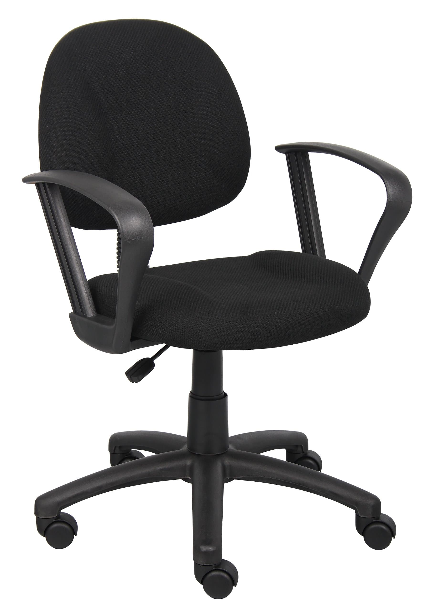 Boss Office Products Perfect Posture Delux Fabric Task Chair with Loop Arms in Black, Low-Back (B317-BK)