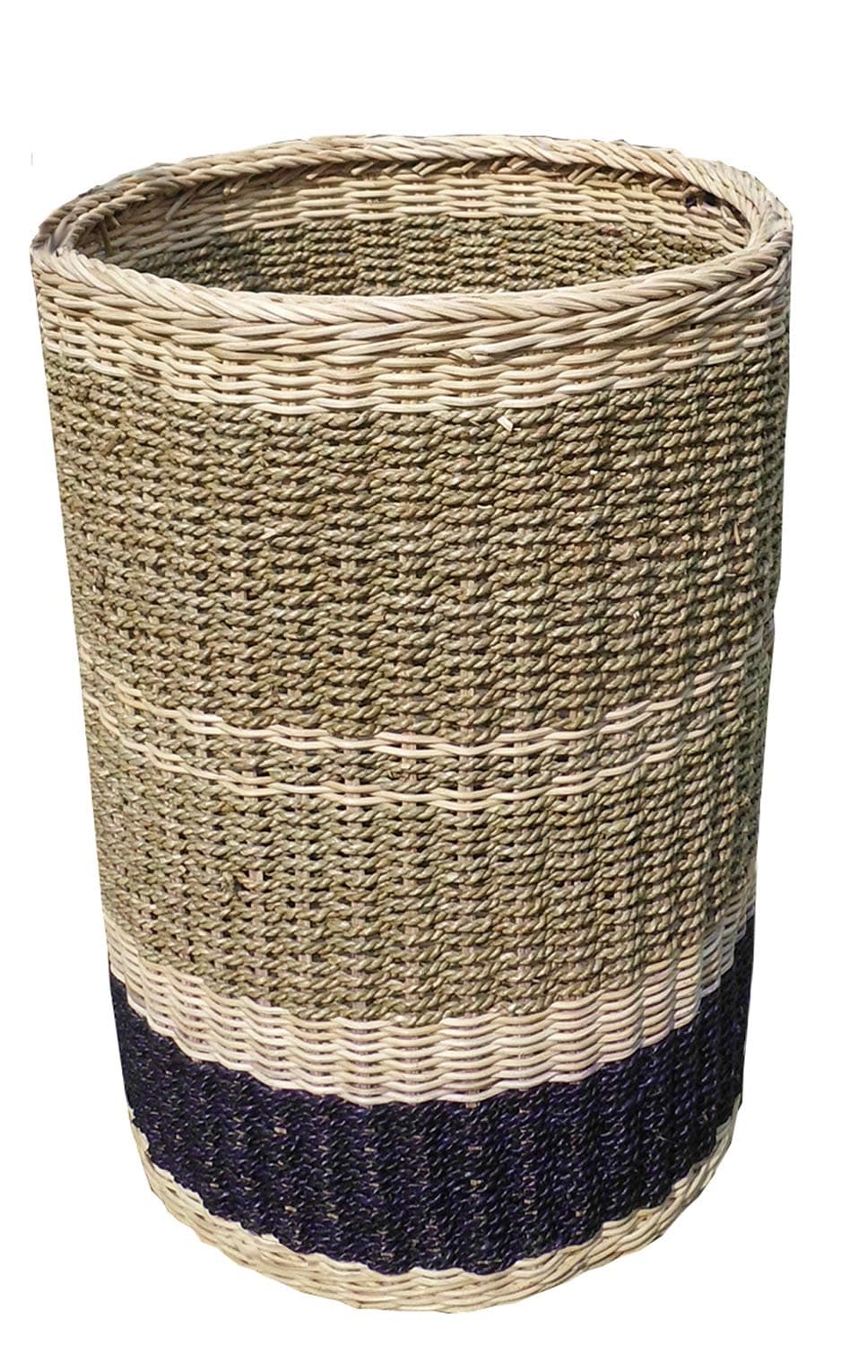 D-Art Collection Round Abaca Simple Wicker/Rattan Tall Basket in Natural