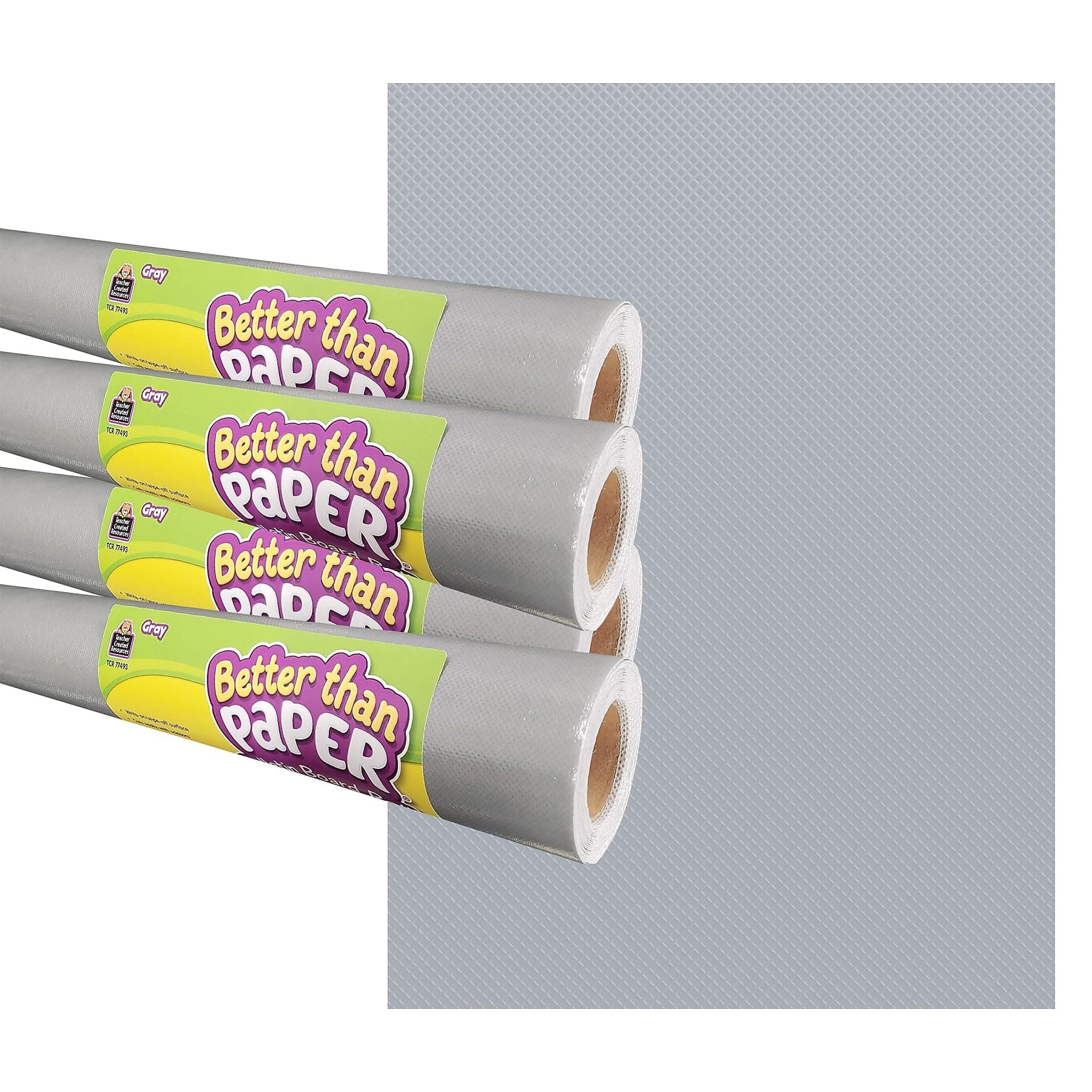 Teacher Created Resources Better Than Paper Bulletin Board Roll - 4 ft. x 12 ft. | Non-wooven Fabric - Gray Color | Pack of 4