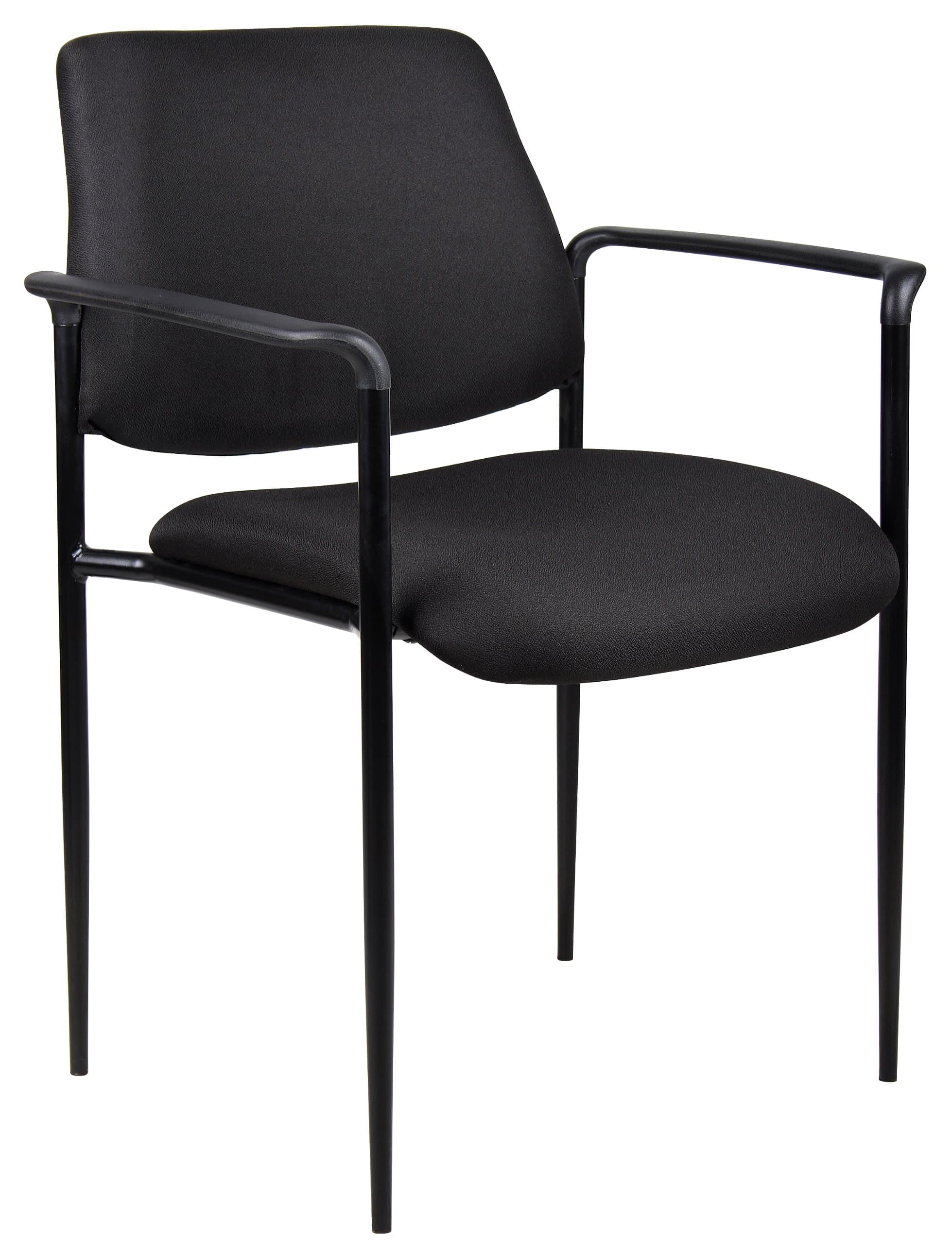 Boss Office Products Square Back Fabric Dimond Stacking Chair with Arms in Black, 250 (B9503-BK)