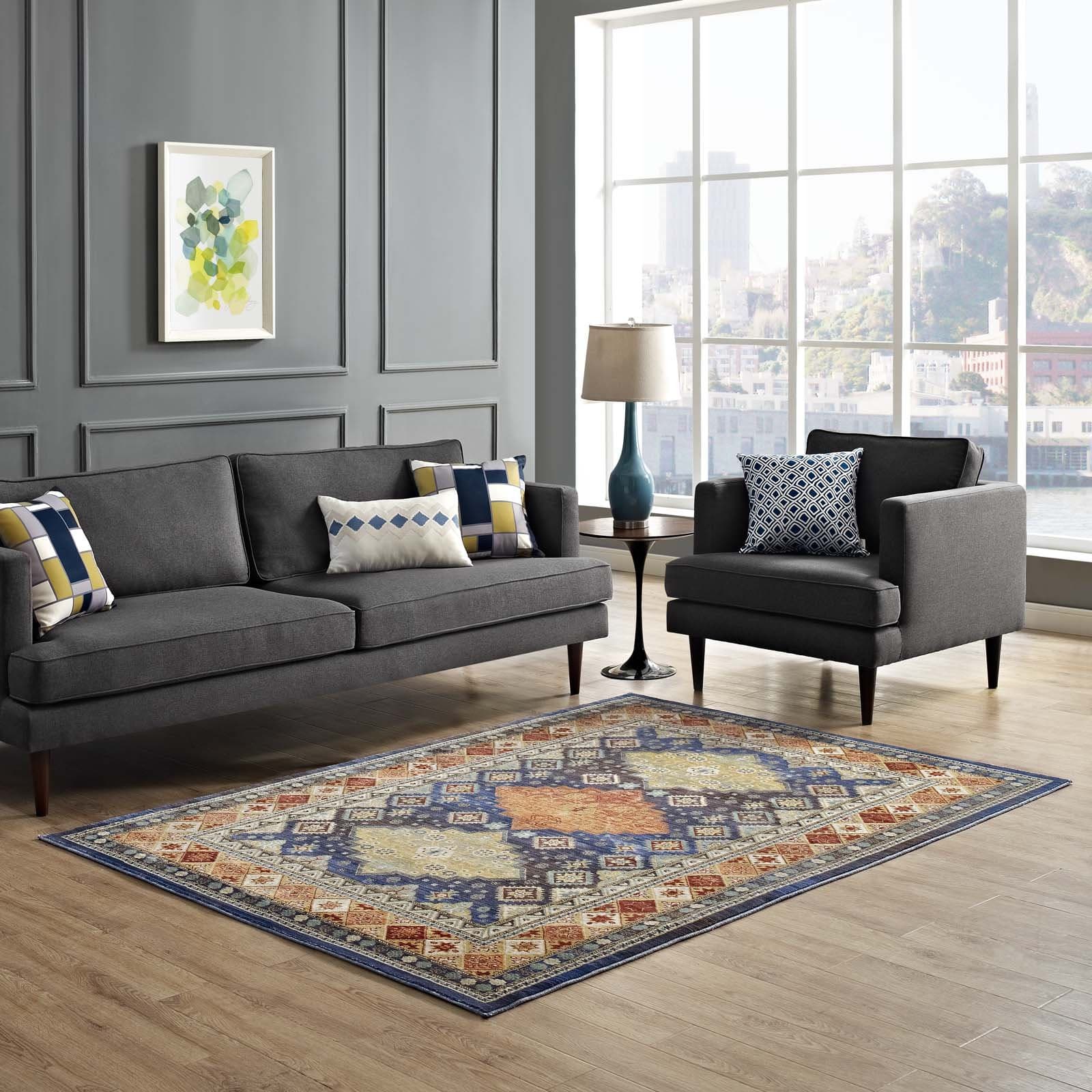 ModwayR-1117A-810AtziDistressed Southwestern Diamond Floral Area Rug8x10Multicolored