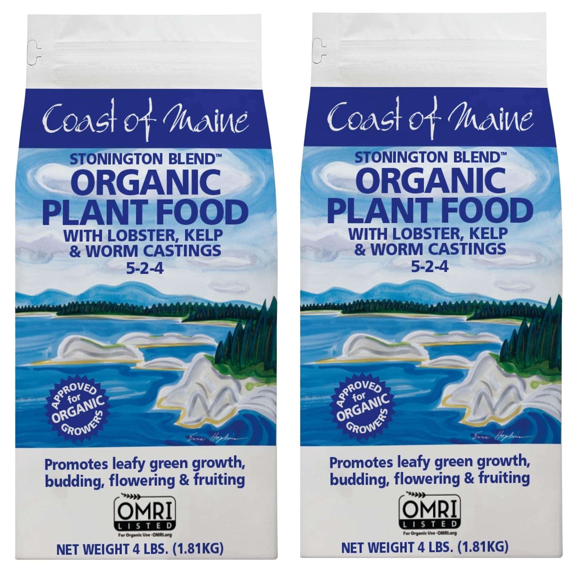 Coast of Maine OMRI Listed Organic Stonington Blend Plant Food Compost Potting Soil Blend for Container Gardens and Flower Pots, 4 Pound Bag (2 Pack)