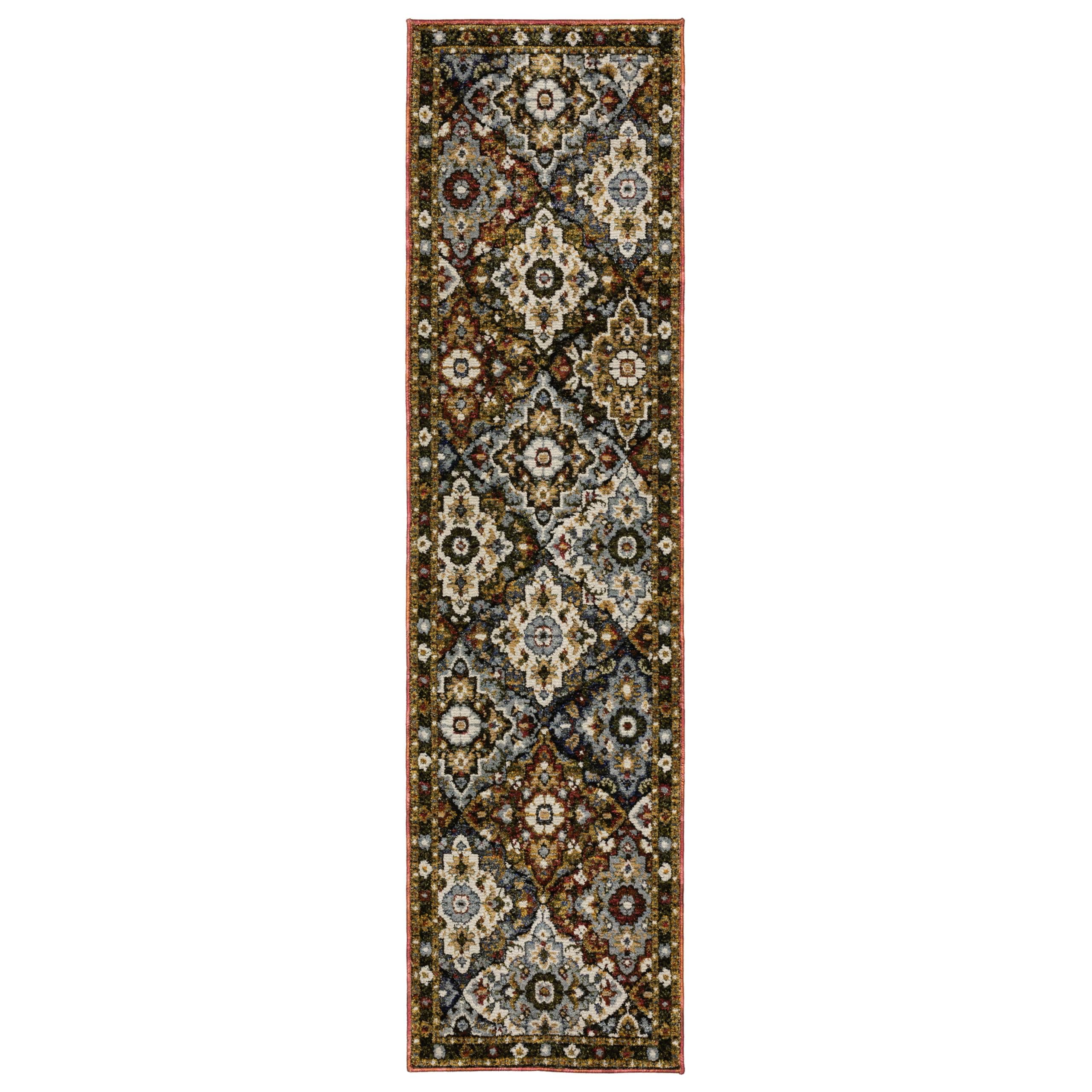 Oriental Weavers Andorra Area Rug - 2408A - 2'3" x 8' - in Red/Multi - Vintage Inspired, Stain Resistant, Family and Pet Friendly, Entryway, Hallway Runner Rug