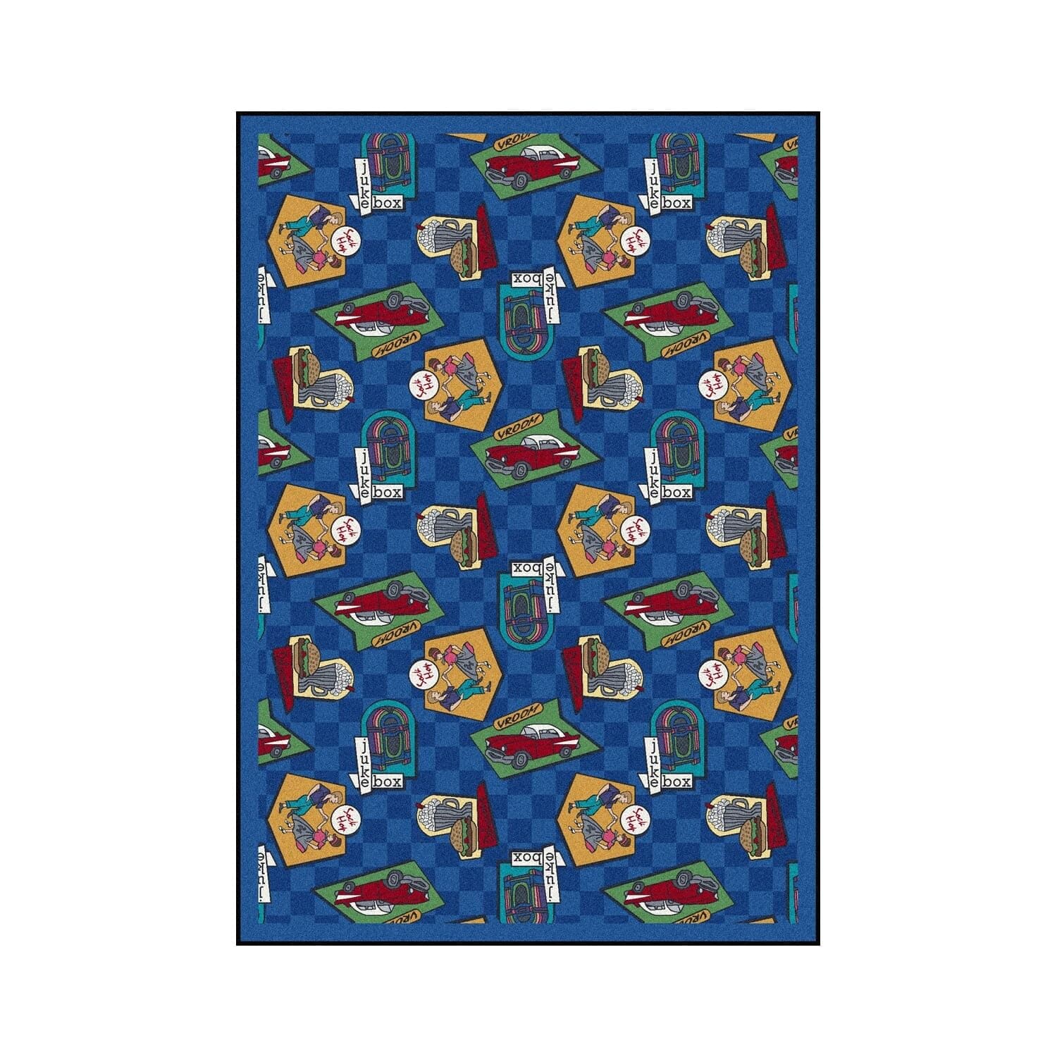 Joy Carpets Kaleidoscope Fabulous Fifties Whimsical Area Rugs, Blue