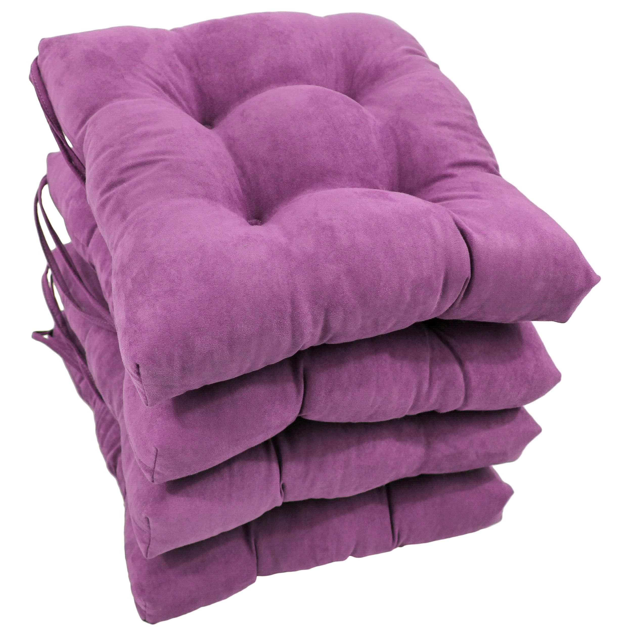 Blazing Needles 16-inch Microsuede Square Chair Cushion, 16" x 16", Ultra Violet, 4 Count