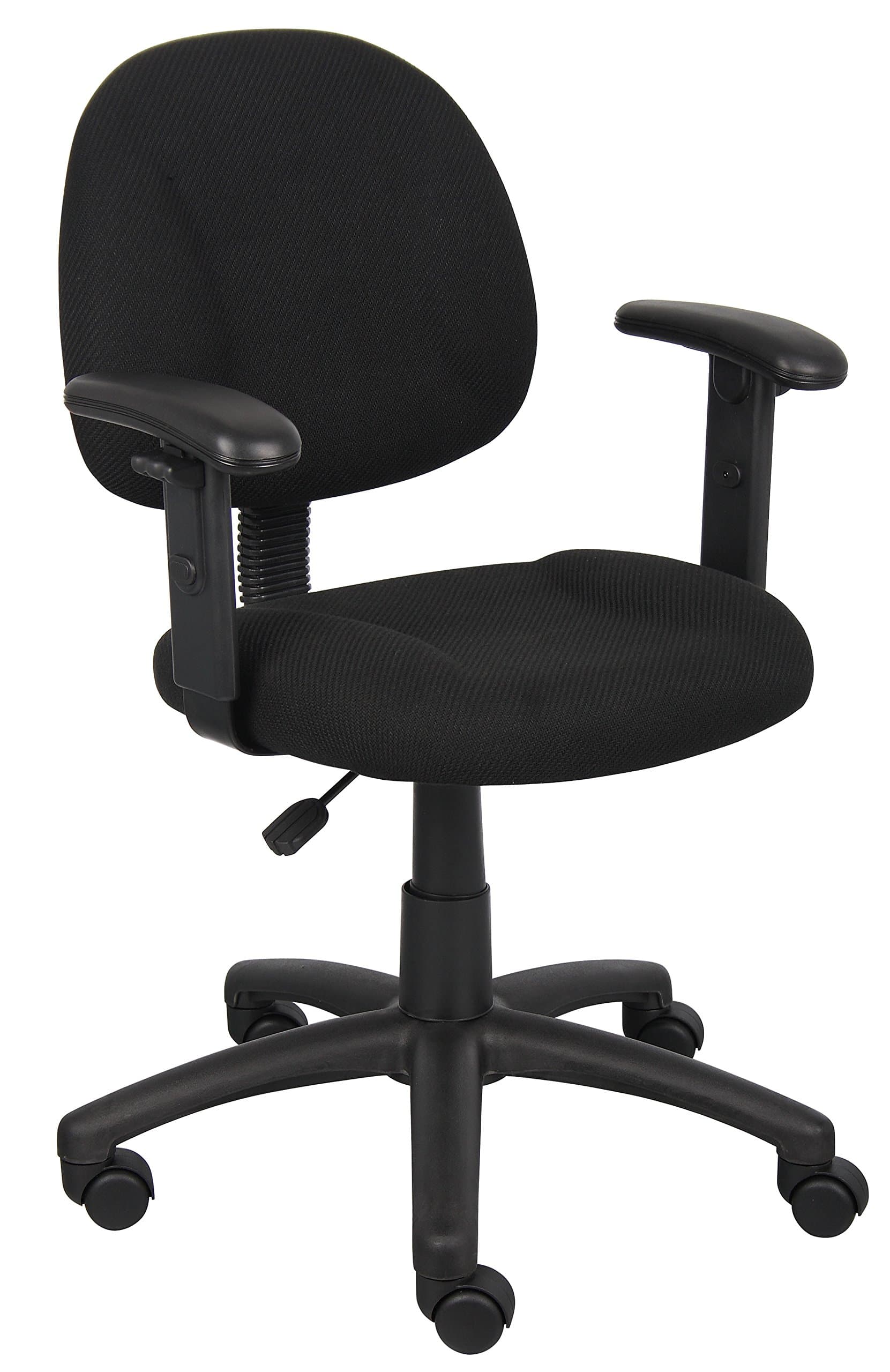 Boss Office Products B316-BK Perfect Posture Delux Fabric Task Chair with Adjustable Arms in Black, Low-Back