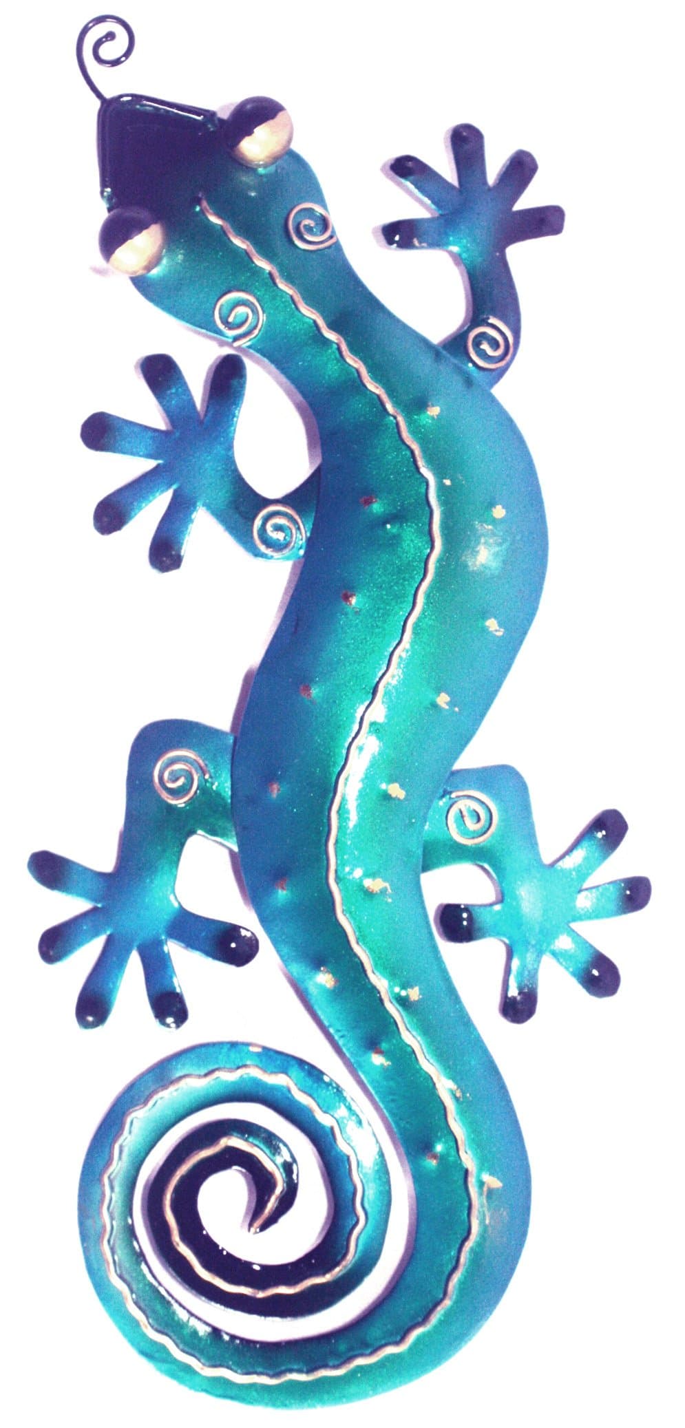 D-Art Collection Iron Blue Gecko Wall Décor Small