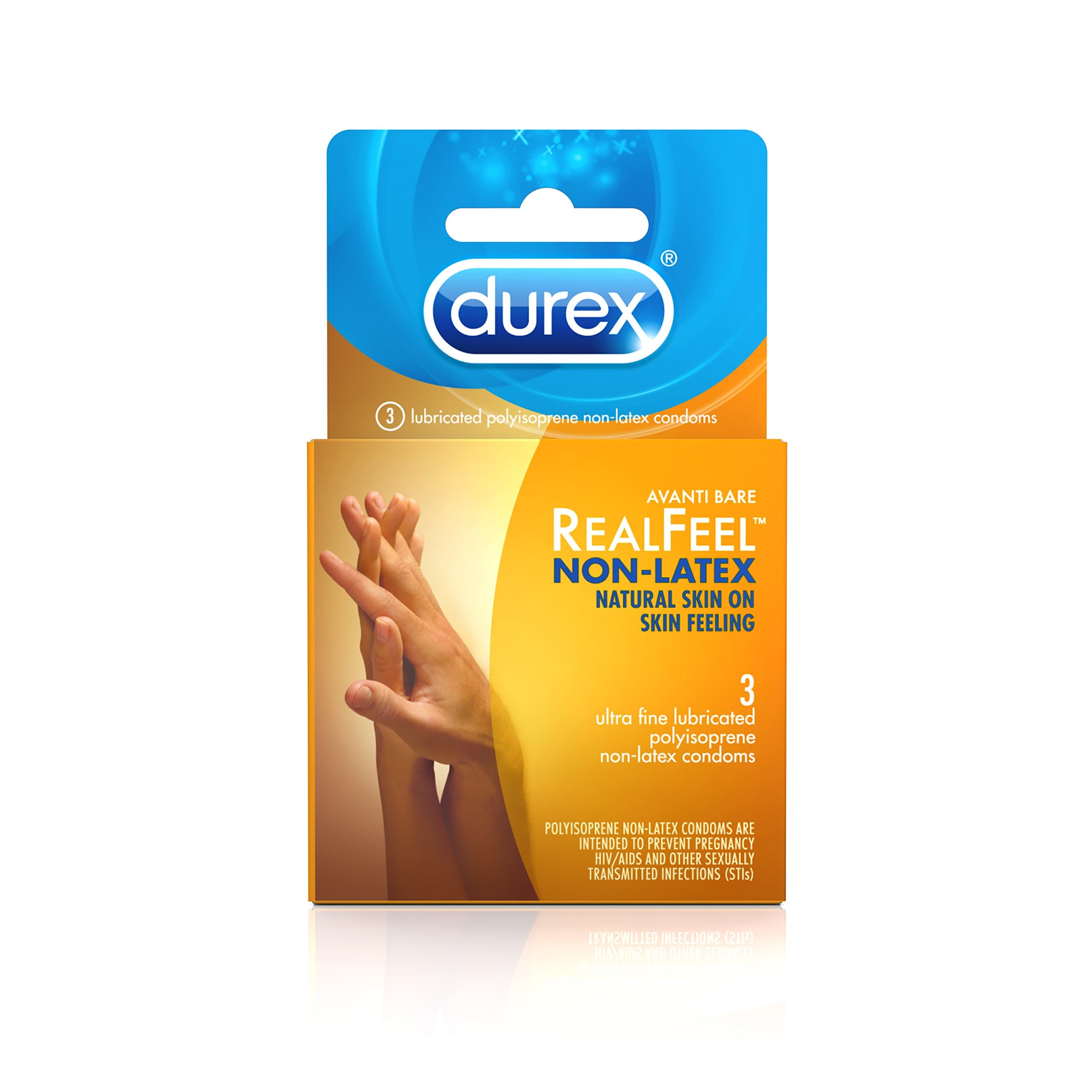 Durex Condom Real Feel Non Latex Condoms, 3 Count