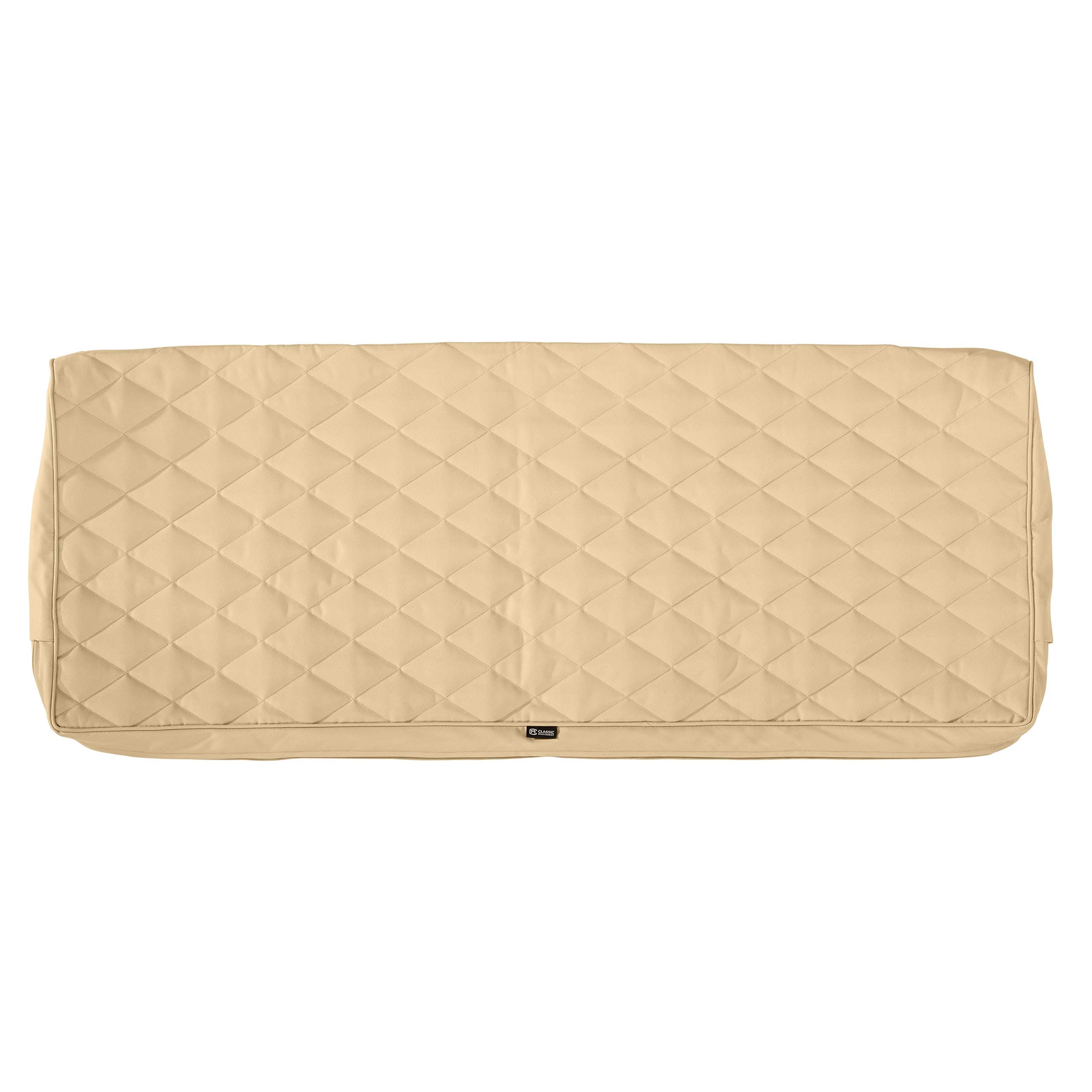 Classic Accessories Montlake FadeSafe FadeSafe Water-Resistant Patio Bench/Settee Quilted Cushion Cover, 54 x 18 x 3 Inch, Chamomile