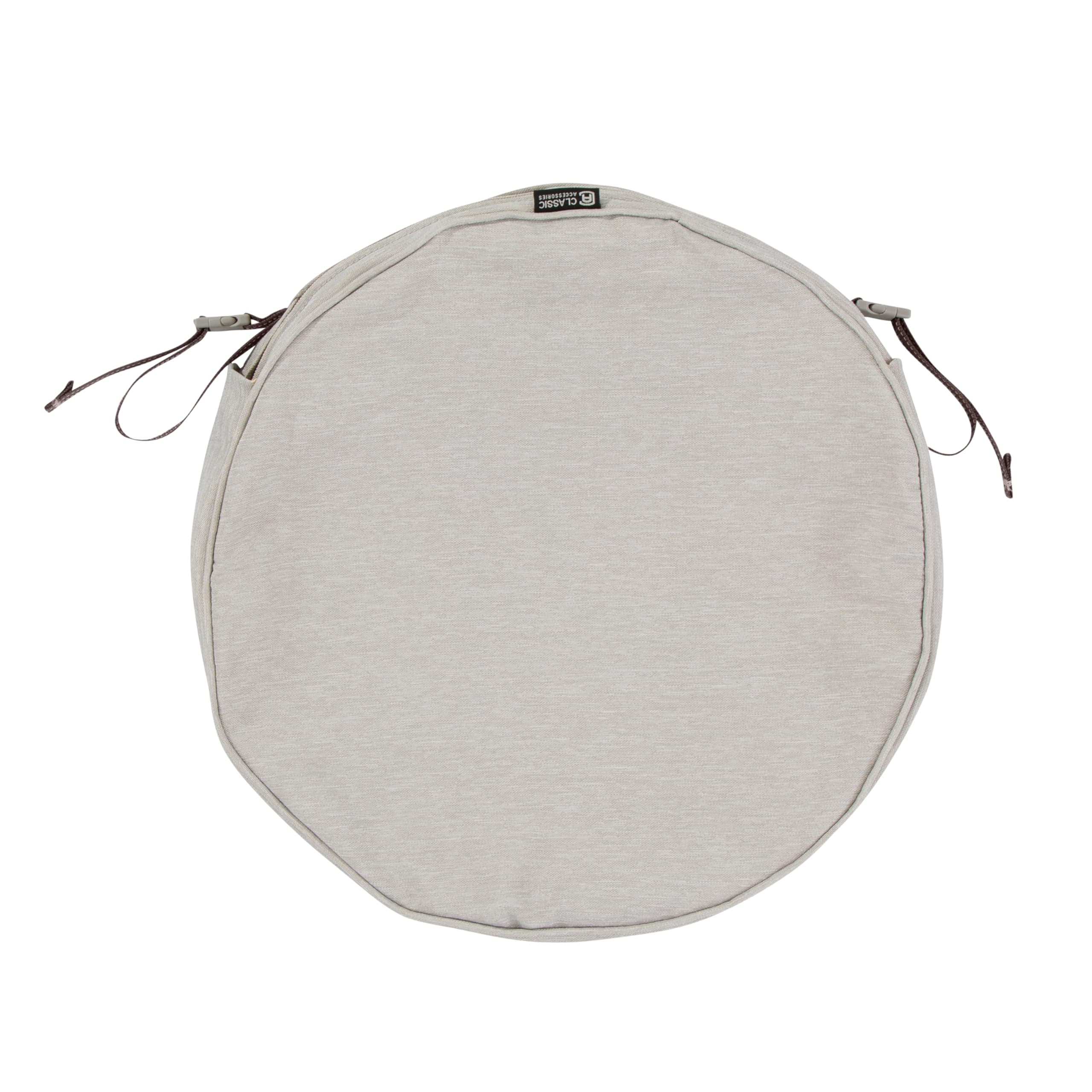 Classic Accessories 60-064-011001-RT Montlake Patio Seat Cushion Slip Cover, Heather Grey, 15" Diameter x 2" Thick