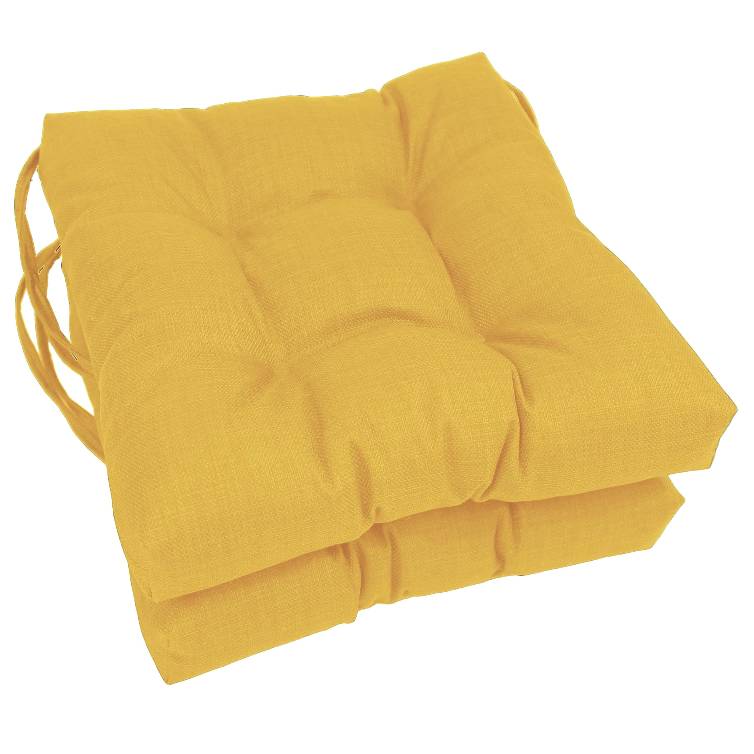 Blazing Needles 16-inch Indoor/Outdoor Square Chair Cushion, 16" x 16", Lemon 2 Count