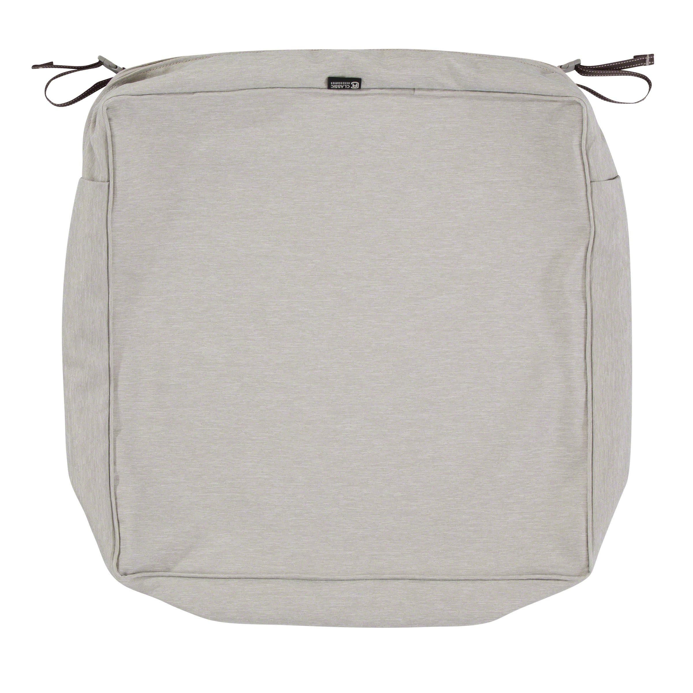Classic Accessories 60-076-011001-RT Montlake Patio Seat Cushion Slip Cover, Heather Grey, 23" x 23" x 5" Thick