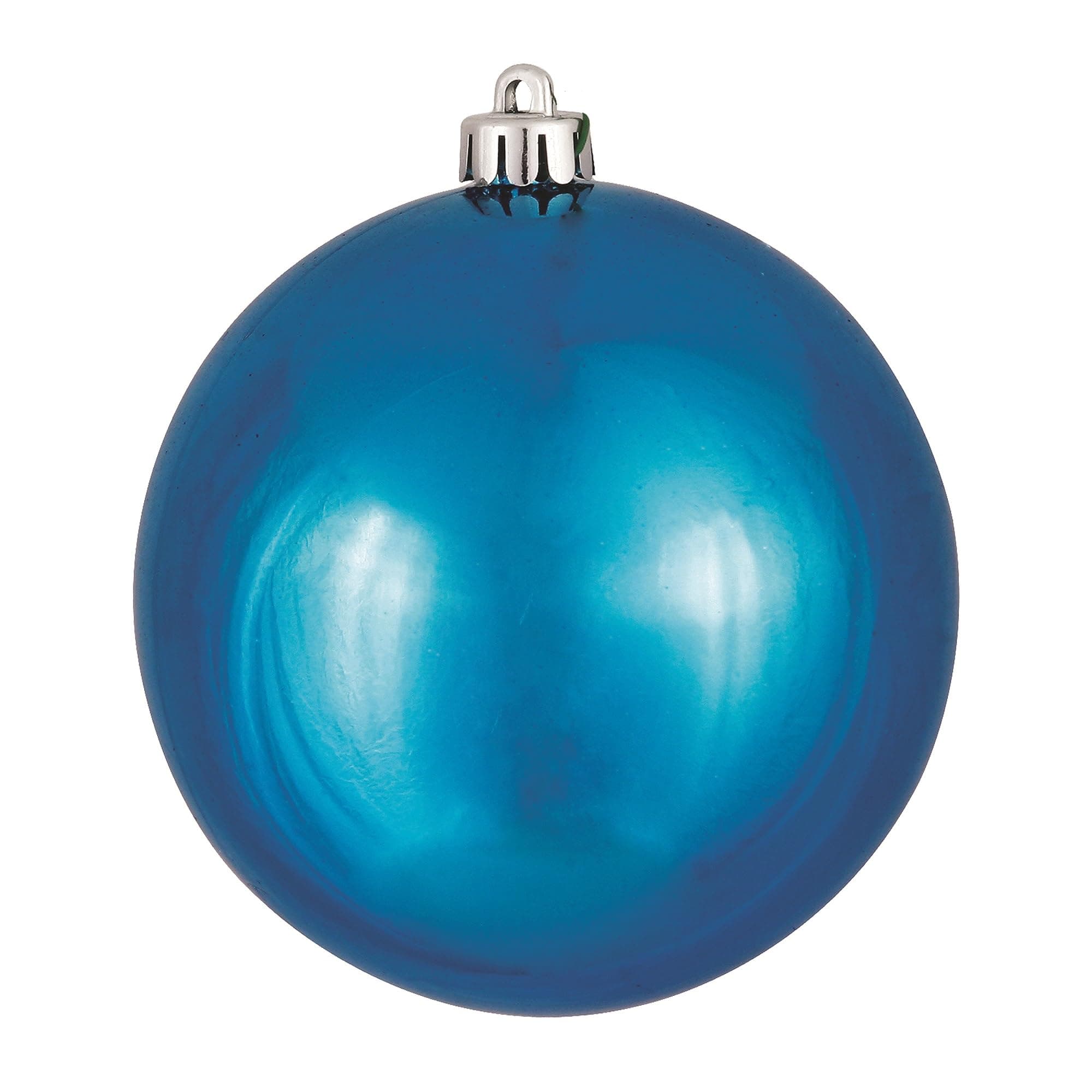 Vickerman Shiny Finish Seamless Shatterproof Christmas Ball Ornament, UV Resistant with Drilled Cap, 24 per Bag, 2.4", Turquoise